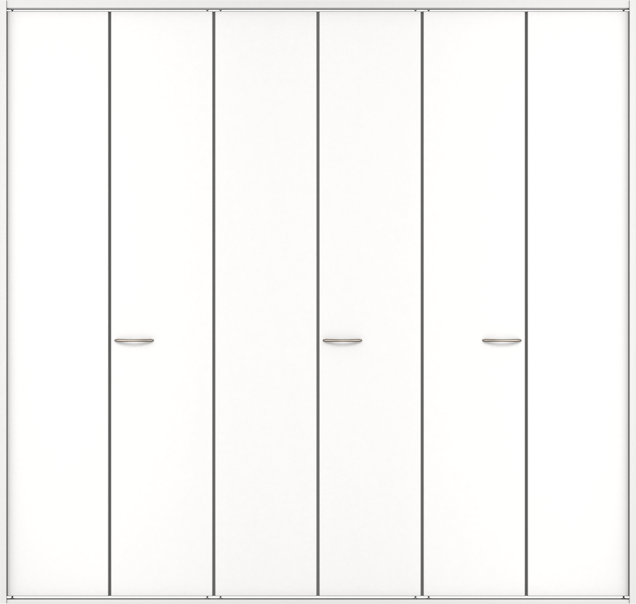 クローク収納　イエリア　折戸ユニット　フラット縦木目タイプ　ウッド扉　四方枠（固定枠）　セット　２７１４幅（３Ｍ間口）　２３３０高　〈パウダーホワイト柄〉　ハンドルラウンド型〈Ｔシルバー色〉