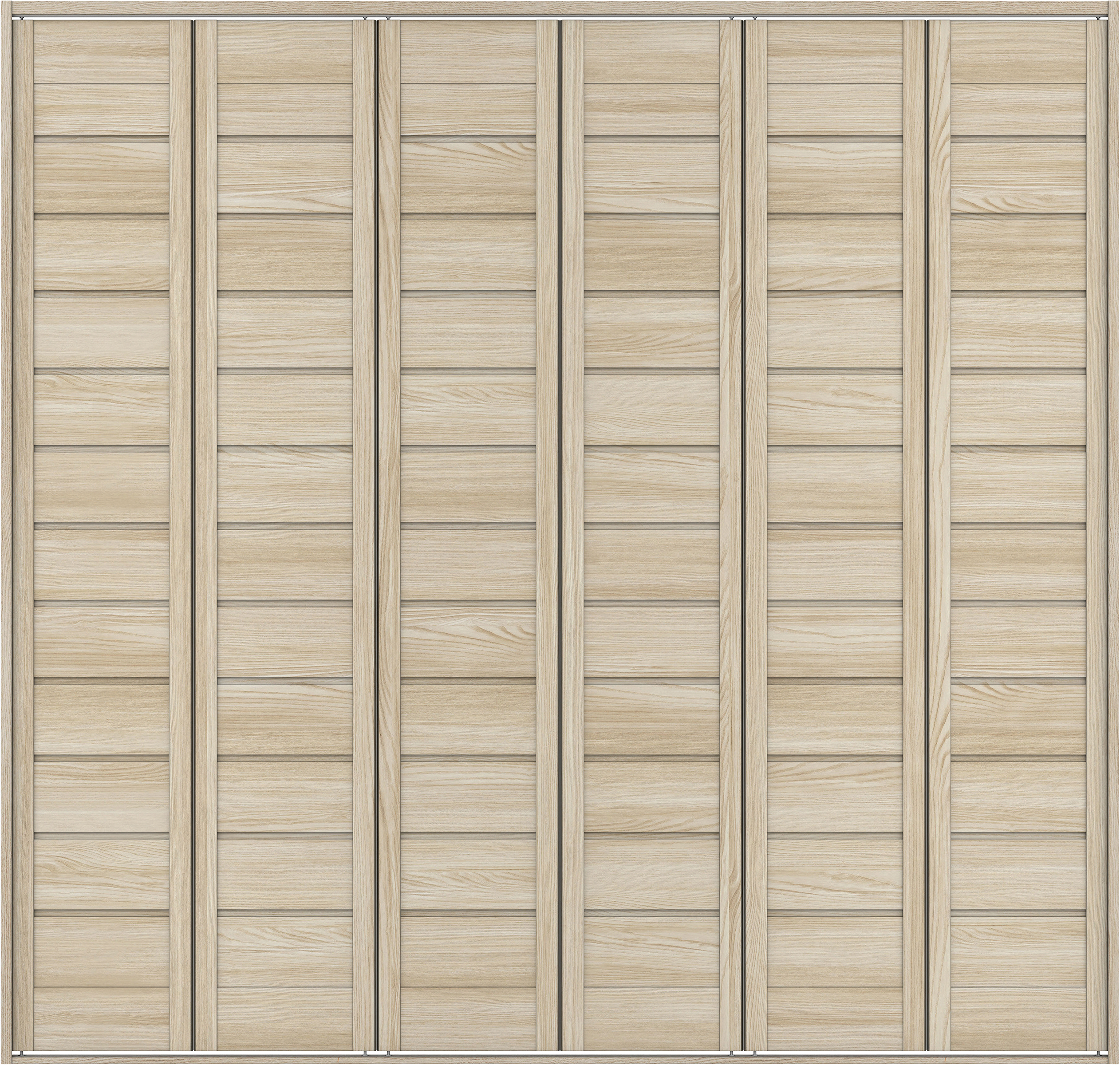 クローク収納　イエリア　折戸ユニット　通気タイプ　ウッド扉　四方枠（固定枠）　セット　２４５０幅（９尺間口）　２３３０高　〈ソフトグレージュ柄〉　ハンドルレス