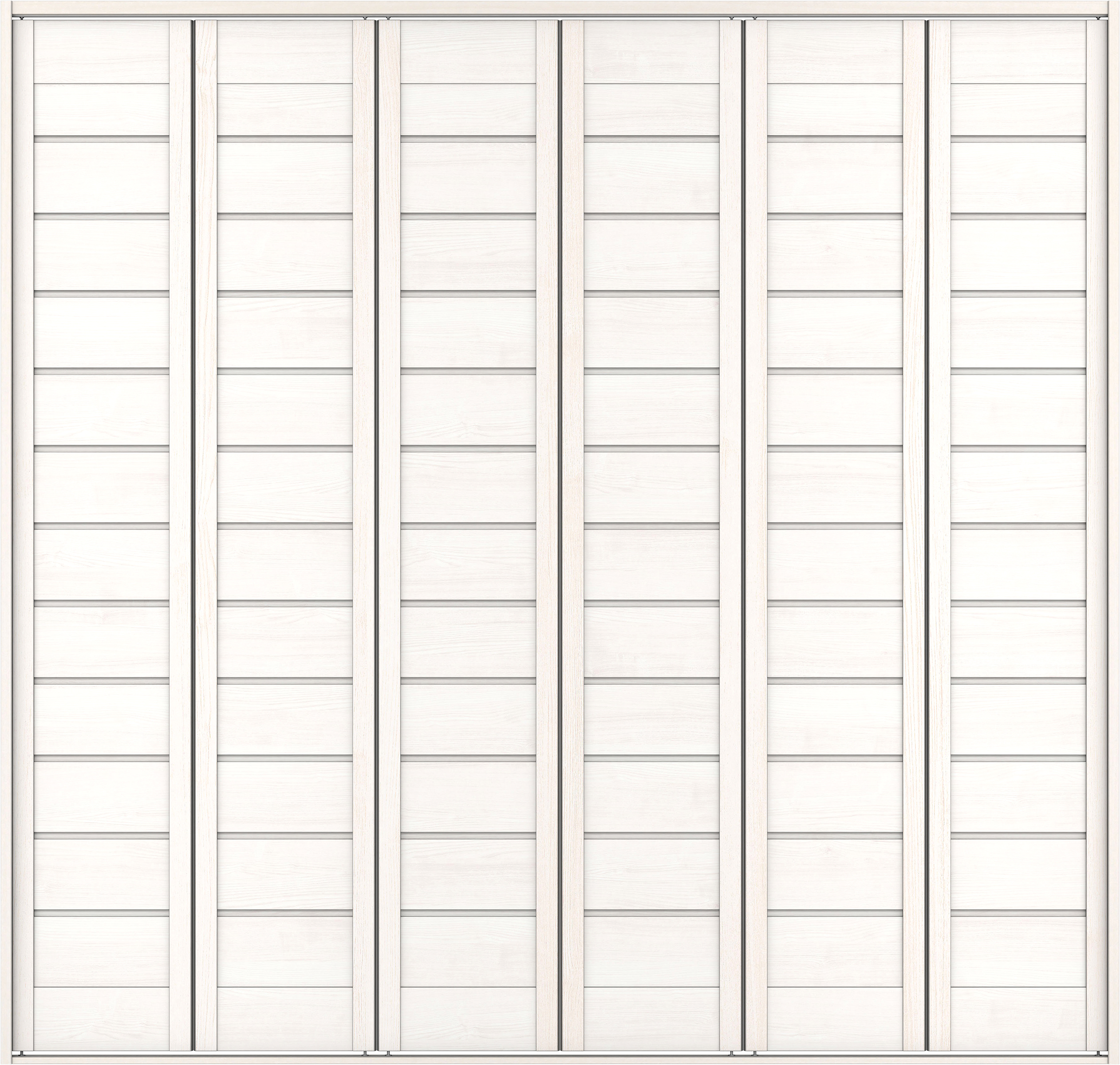 クローク収納　イエリア　折戸ユニット　通気タイプ　ウッド扉　四方枠（固定枠）　セット　２４５０幅（９尺間口）　２３３０高　〈ネオホワイト柄〉　ハンドルレス