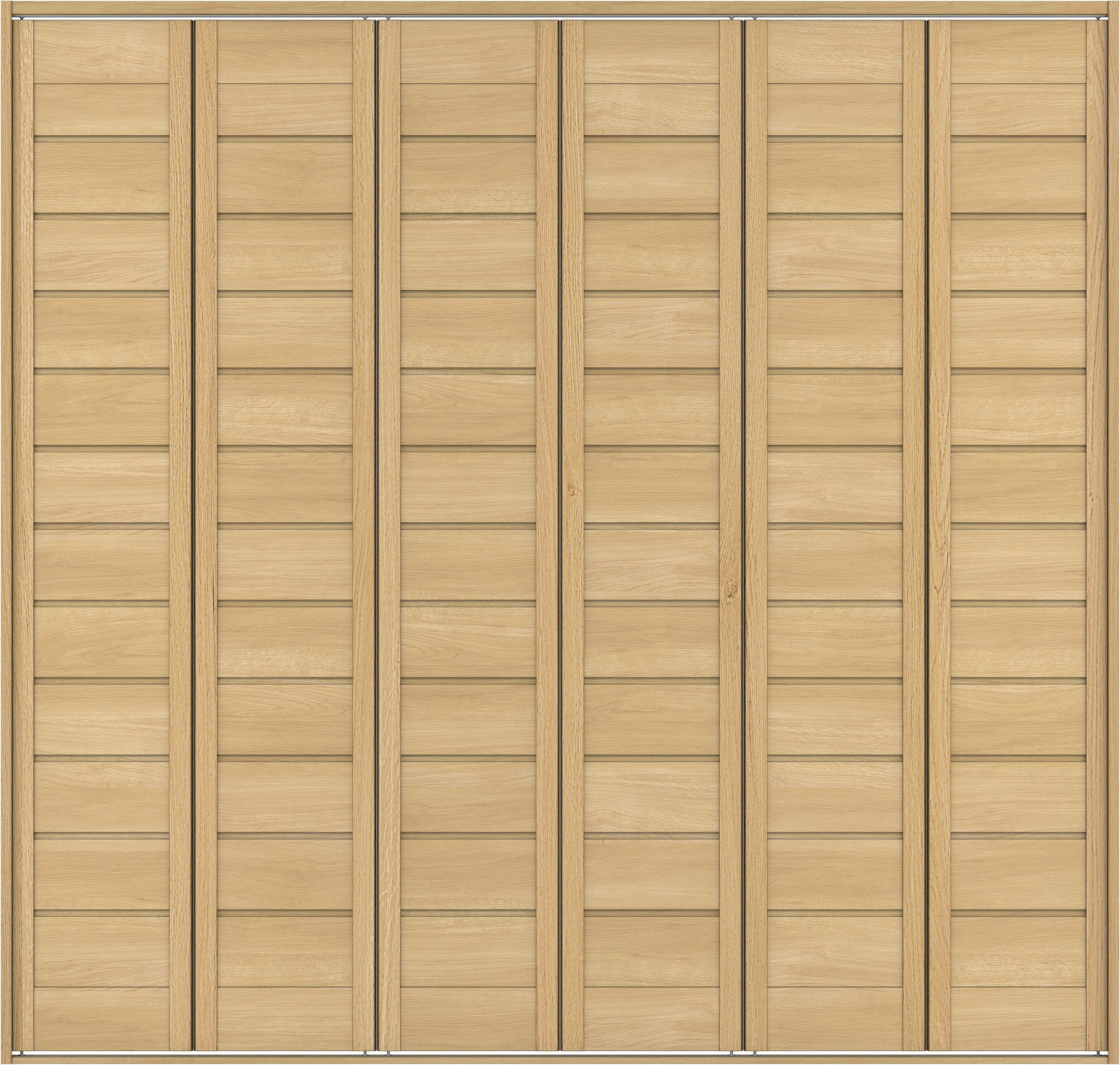 クローク収納　イエリア　折戸ユニット　通気タイプ　ウッド扉　四方枠（固定枠）　セット　２４５０幅（９尺間口）　２３３０高　〈ライトオーカー柄〉　ハンドルレス