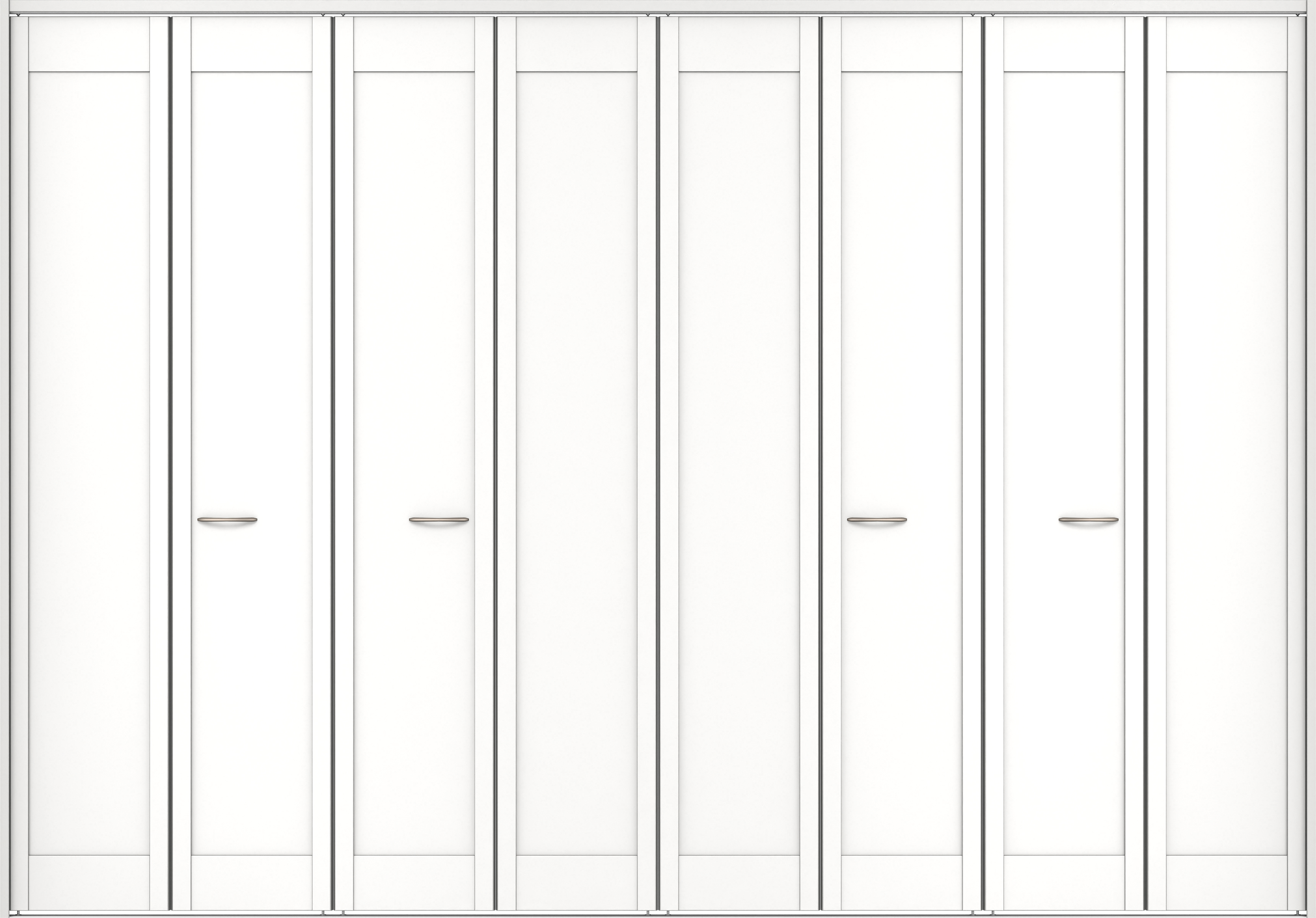 クローク収納　イエリア　折戸ユニット　カマチタイプ　ウッド扉　下レール付三方枠（固定枠）　セット　３３２７幅（１２尺間口）　２３２０高　〈パウダーホワイト柄〉　ハンドルラウンド型〈Ｔシルバー色〉