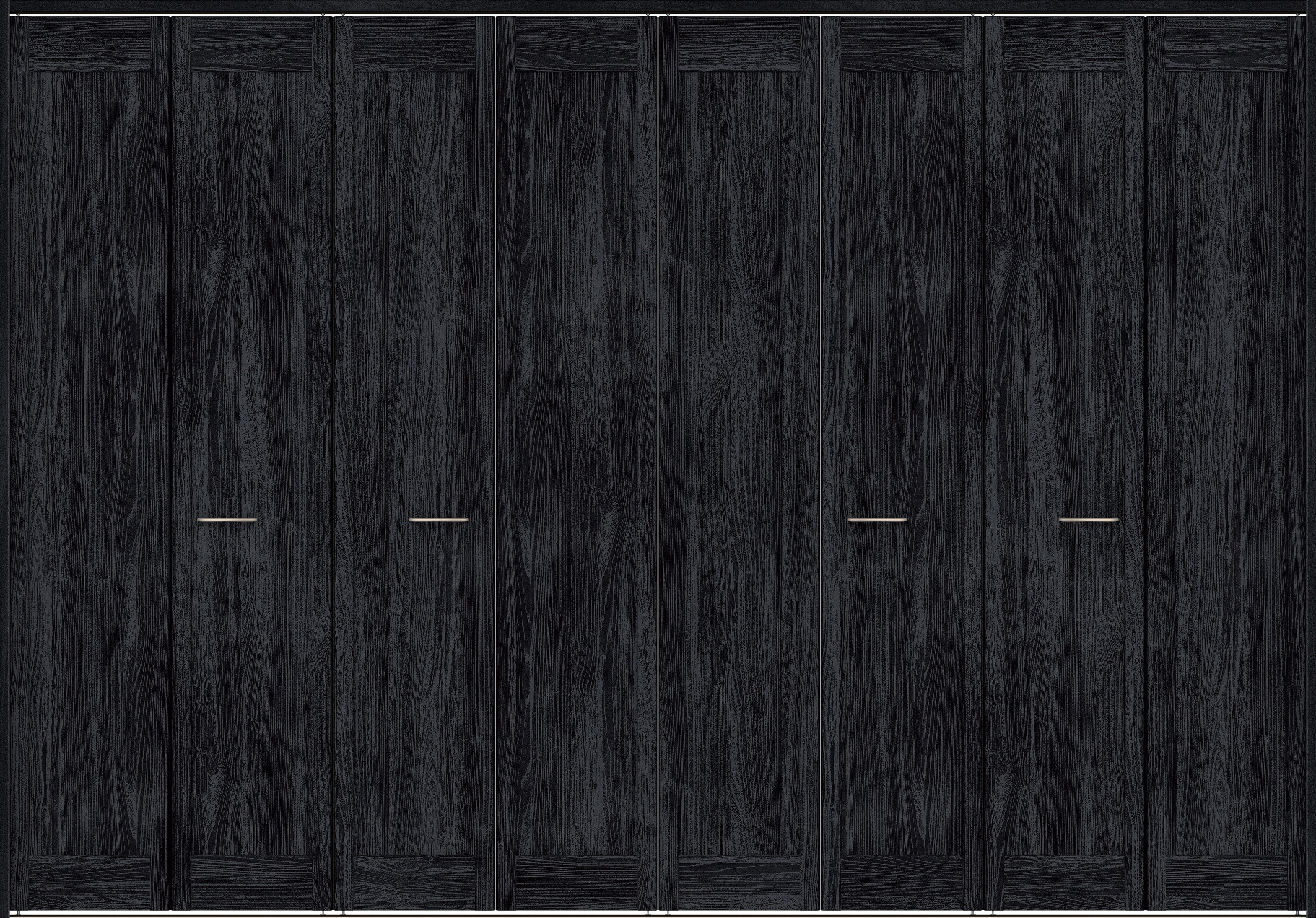 クローク収納　イエリア　折戸ユニット　カマチタイプ　ウッド扉　下レール付三方枠（固定枠）　セット　３３２７幅（１２尺間口）　２３２０高　〈モスブラック柄〉　ハンドルラウンド型〈Ｔシルバー色〉