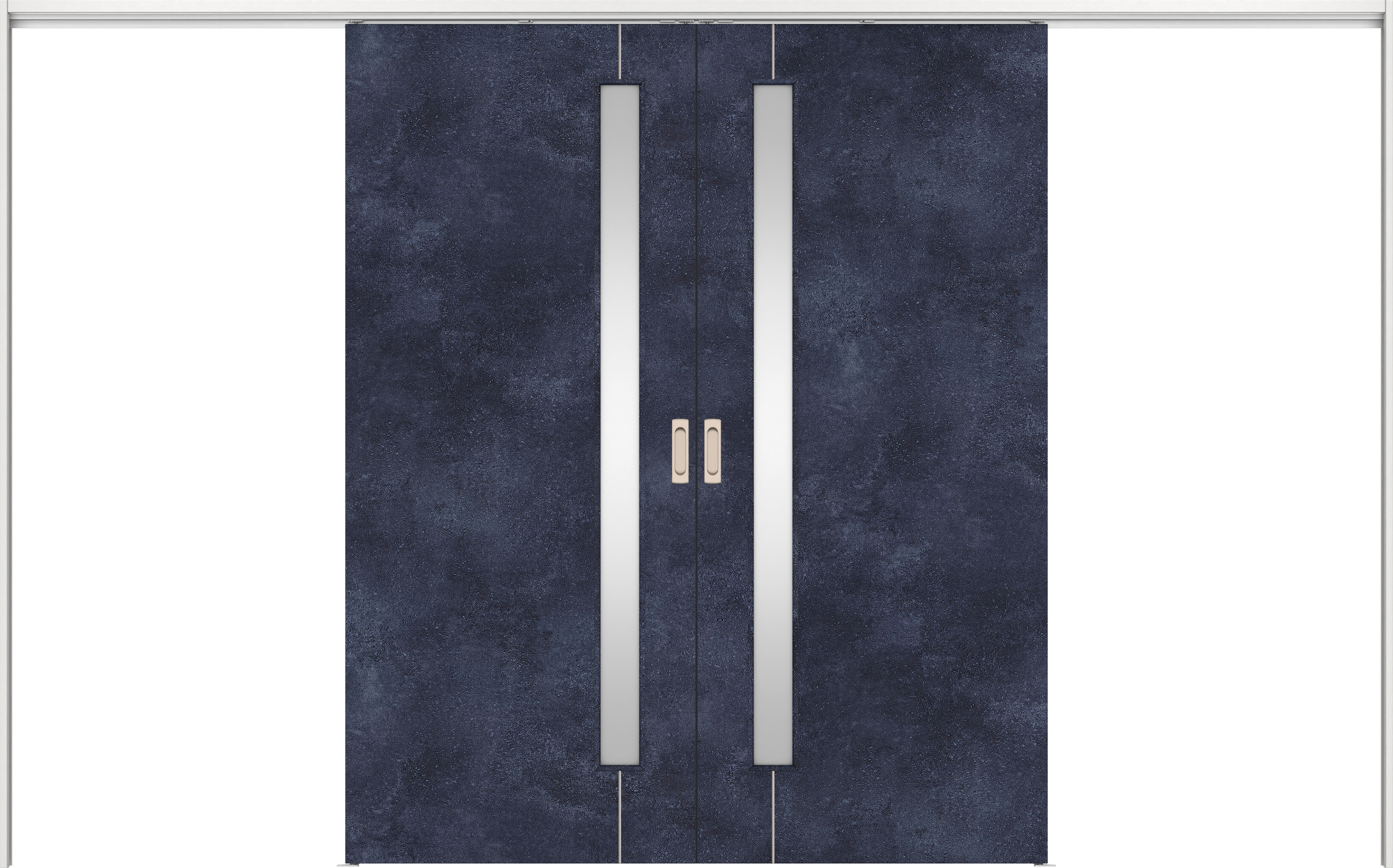 リビングドア　イエリア　吊戸・引分　扉セット　Ｄ４デザイン　３２６６幅用　２０００高　〈コバルトブルー柄〉　左右兼用　錠なし　ラクラクローズ付用