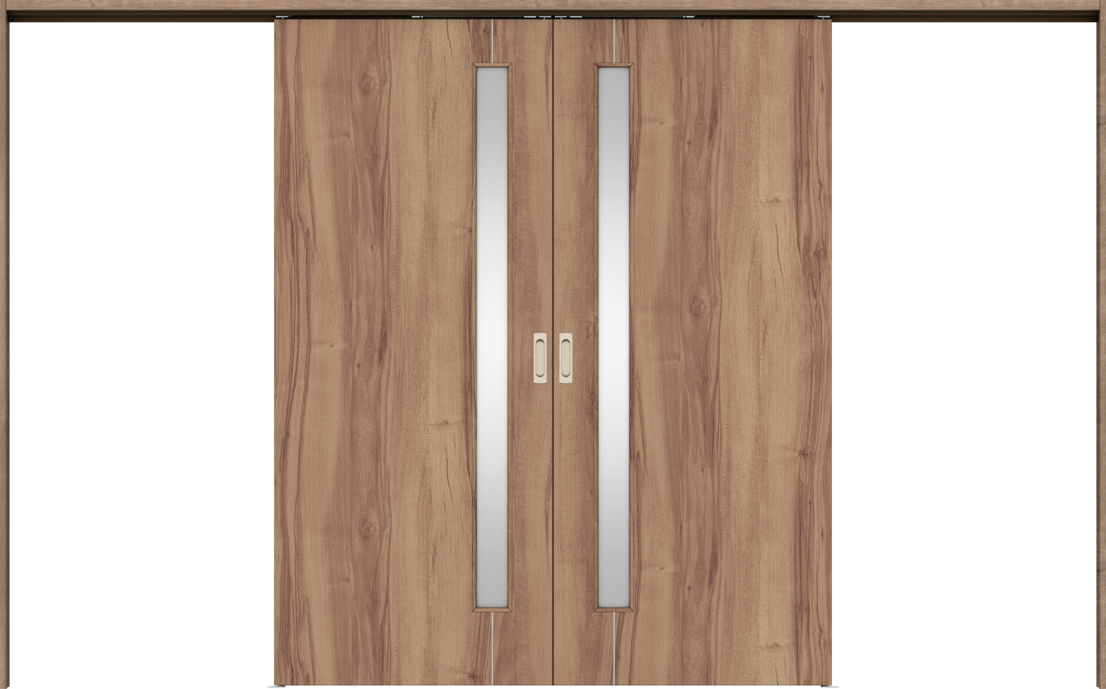 リビングドア　イエリア　吊戸・引分　扉セット　Ｄ４デザイン　３２６６幅用　２０００高　〈バームブラウン柄〉　左右兼用　錠なし　ラクラクローズ付用