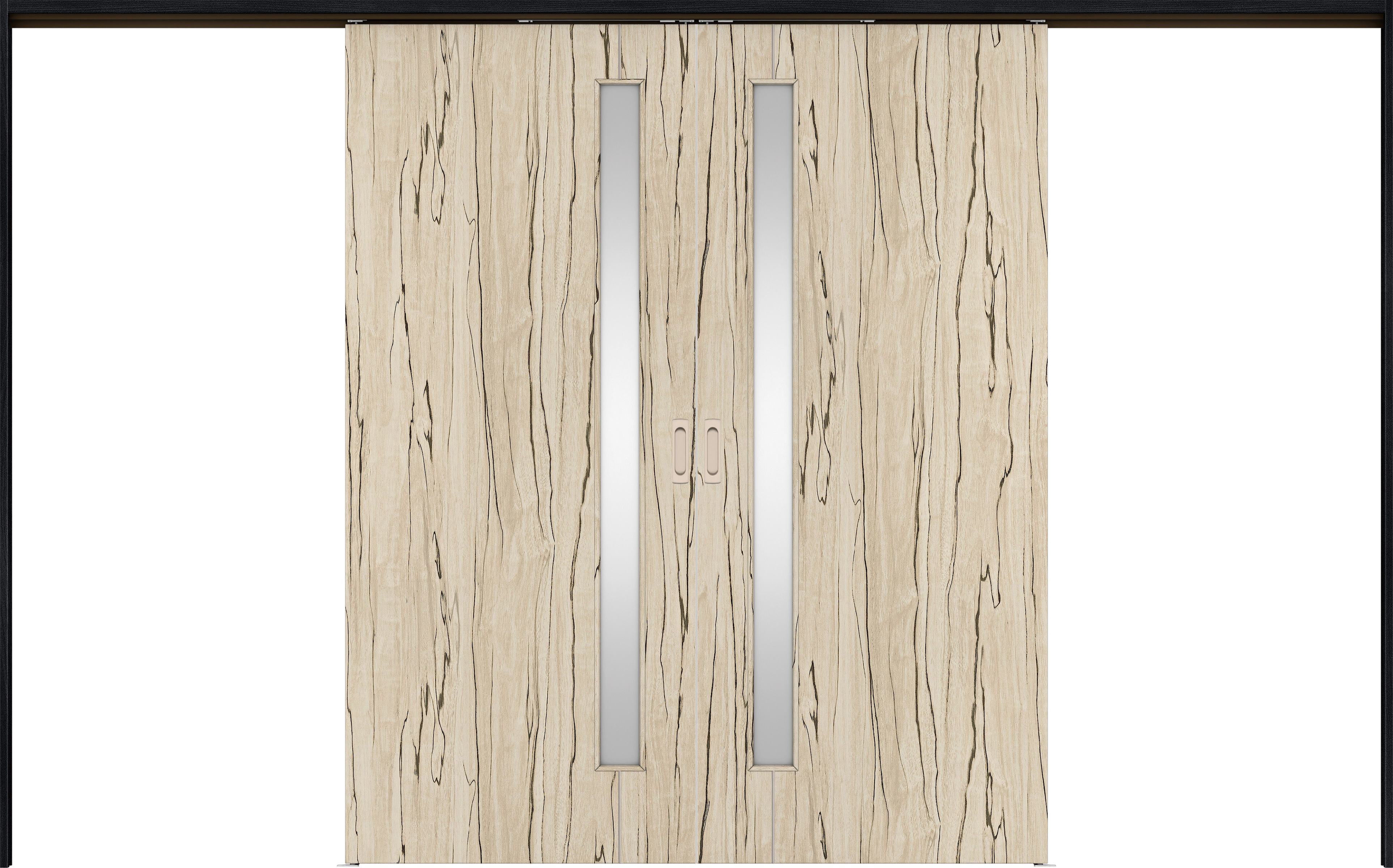 リビングドア　イエリア　吊戸・引分　扉セット　Ｄ４デザイン　３２６６幅用　２０００高　〈スロウベージュ柄〉　左右兼用　錠なし　ラクラクローズ付用