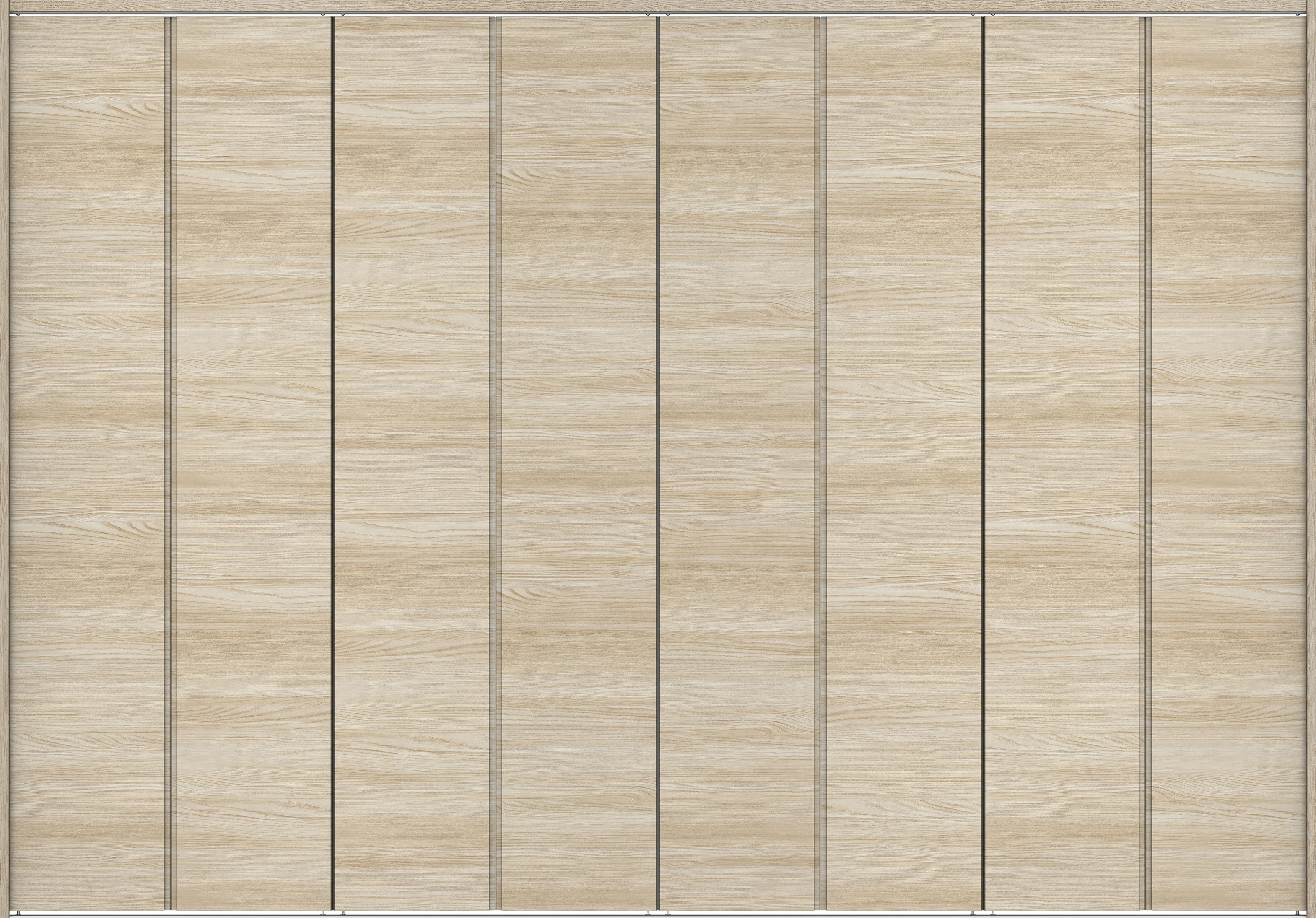 クローク収納　イエリア　折戸ユニット　ハンドルレス横木目タイプ　ウッド扉　下レール付三方枠（固定枠）　セット　３３２７幅（１２尺間口）　２３２０高　〈ソフトグレージュ柄〉　ハンドルレス