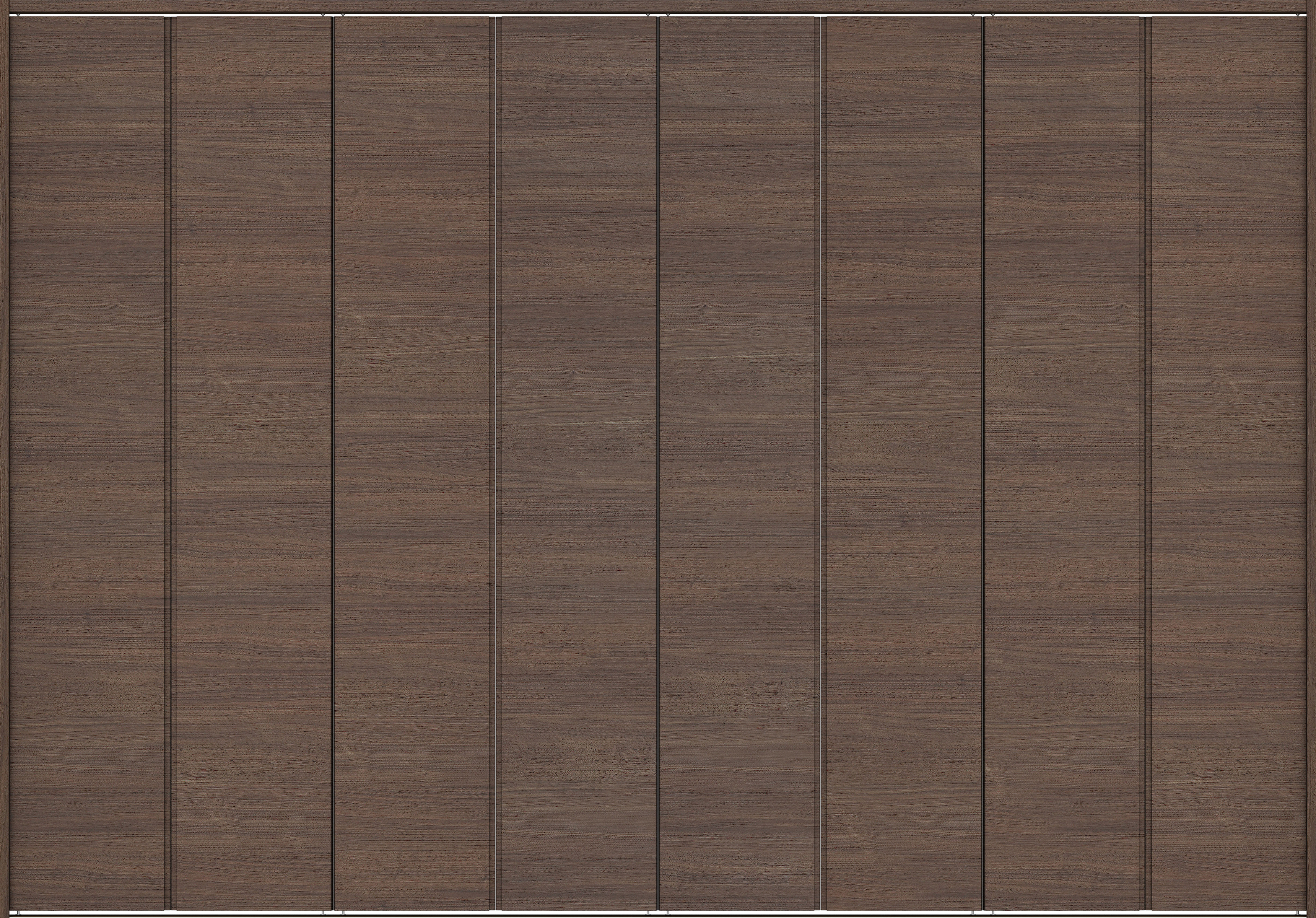 クローク収納　イエリア　折戸ユニット　ハンドルレス横木目タイプ　ウッド扉　下レール付三方枠（固定枠）　セット　３６０７幅（４Ｍ間口）　２３２０高　〈ダルブラウン柄〉　ハンドルレス