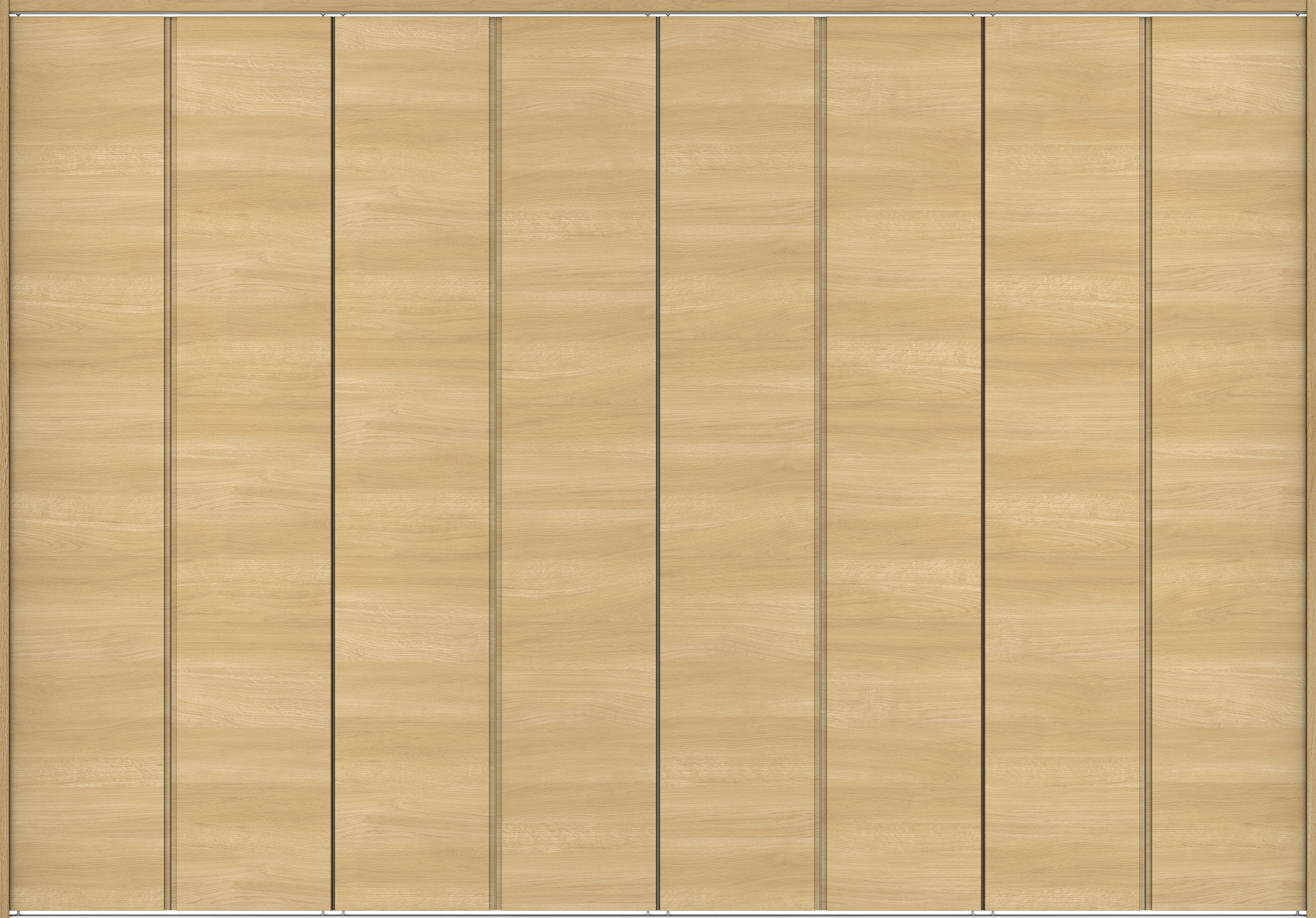 クローク収納　イエリア　折戸ユニット　ハンドルレス横木目タイプ　ウッド扉　下レール付三方枠（固定枠）　セット　３６０７幅（４Ｍ間口）　２３２０高　〈ライトオーカー柄〉　ハンドルレス