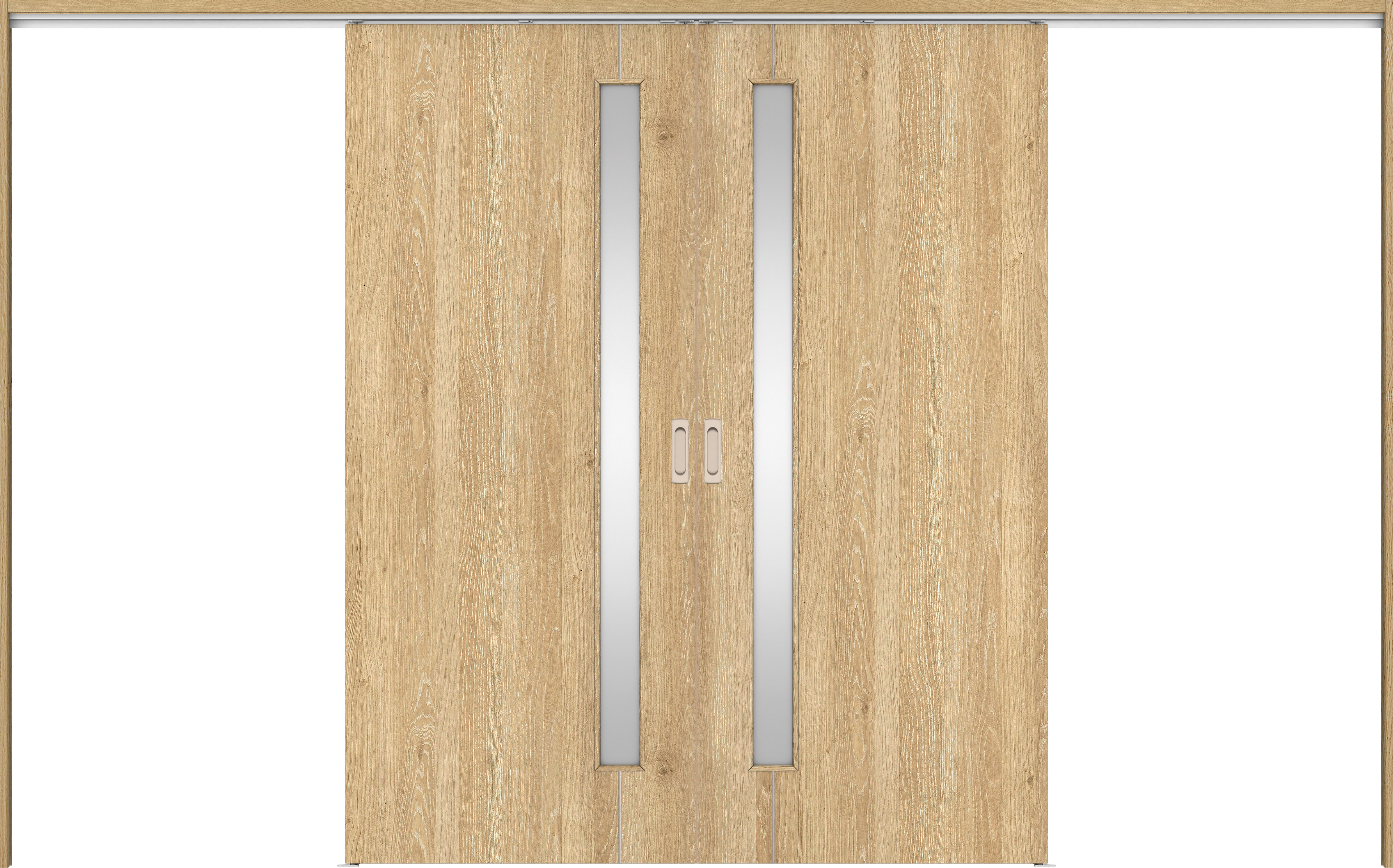 リビングドア　イエリア　吊戸・引分　扉セット　Ｄ４デザイン　３２６６幅用　２０００高　〈ミルキーオーカー柄〉　左右兼用　錠なし　ラクラクローズ付用