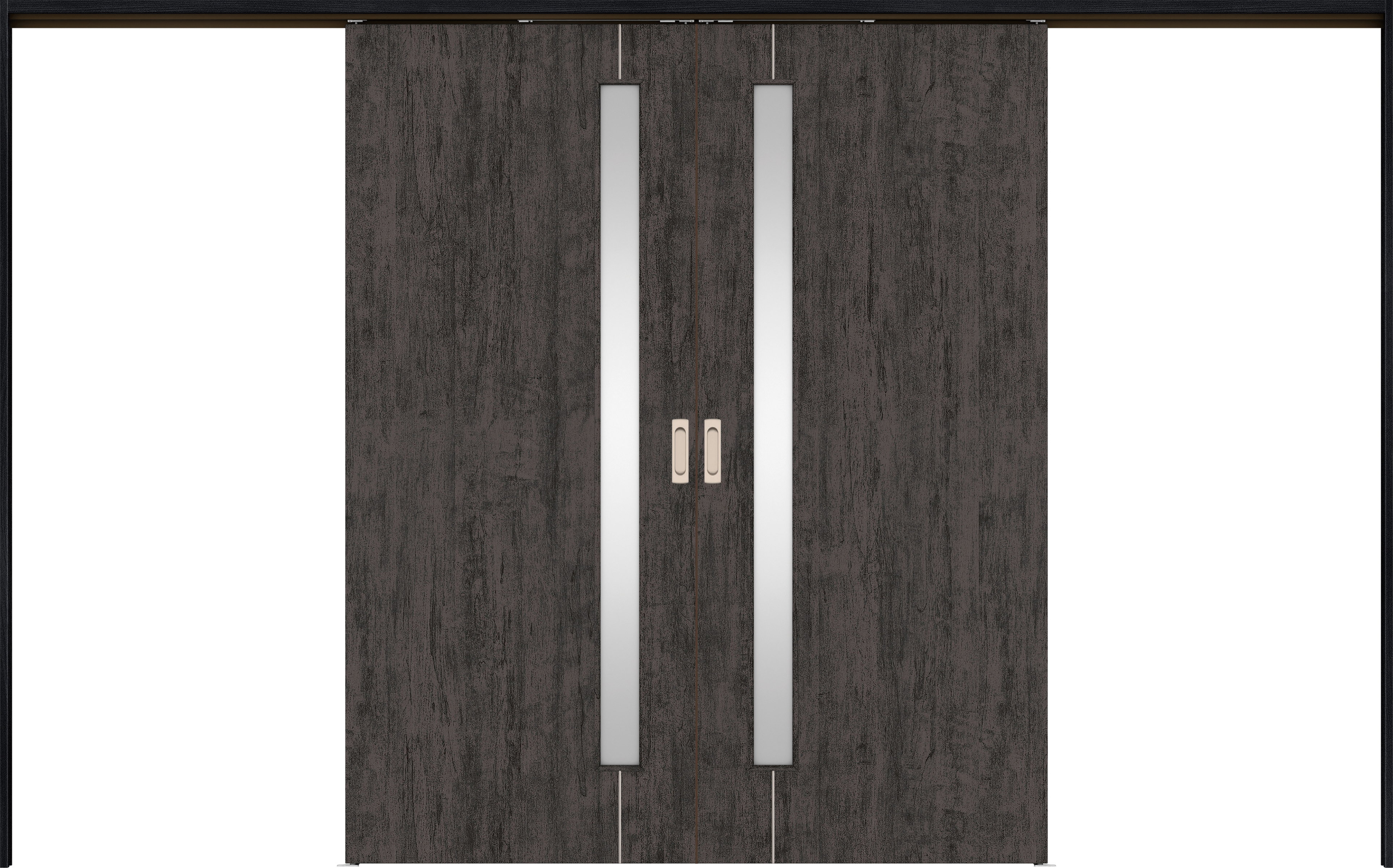 リビングドア　イエリア　吊戸・引分　扉セット　Ｄ４デザイン　３２６６幅用　２０００高　〈ドライブラック柄〉　左右兼用　錠なし　ラクラクローズ付用