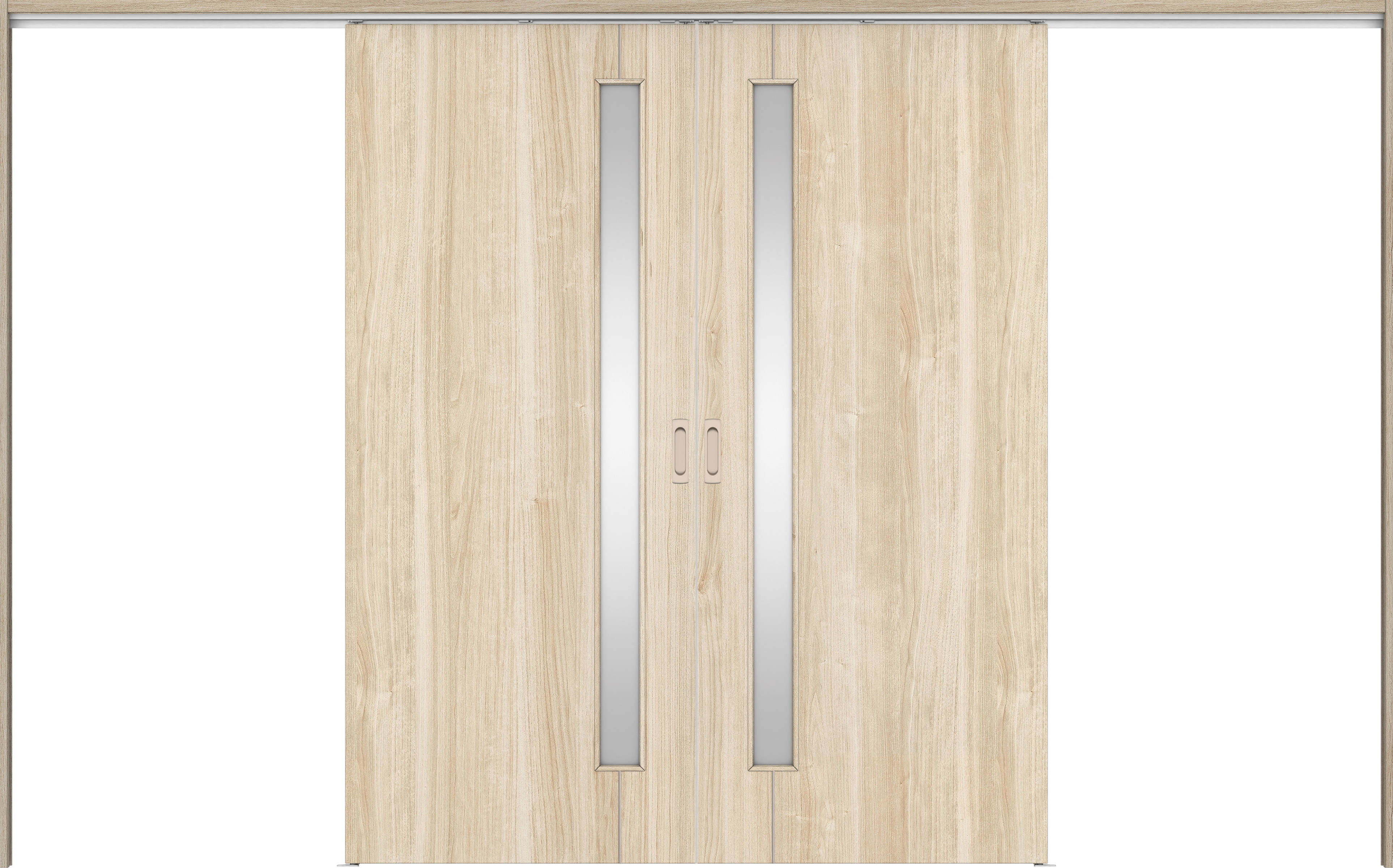 リビングドア　イエリア　吊戸・引分　扉セット　Ｄ４デザイン　３２６６幅用　２０００高　〈コットンベージュ柄〉　左右兼用　錠なし　ラクラクローズ付用