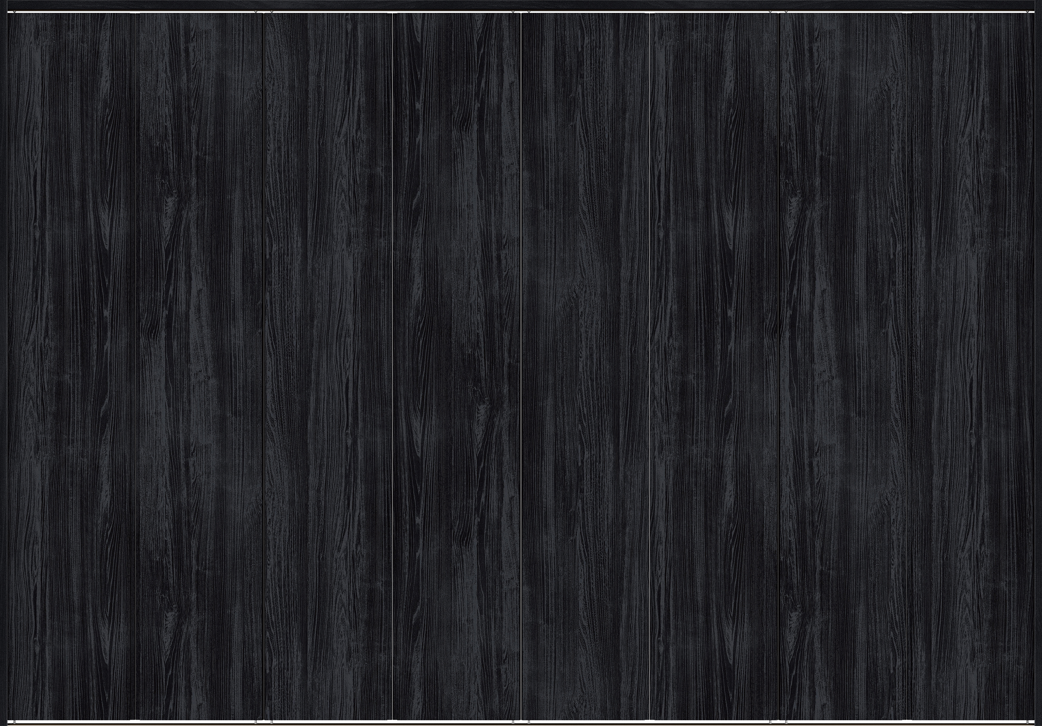 クローク収納　イエリア　折戸ユニット　ハンドルレス縦木目タイプ　ウッド扉　下レール付三方枠（固定枠）　セット　３６０７幅（４Ｍ間口）　２３２０高　〈モスブラック柄〉　ハンドルレス