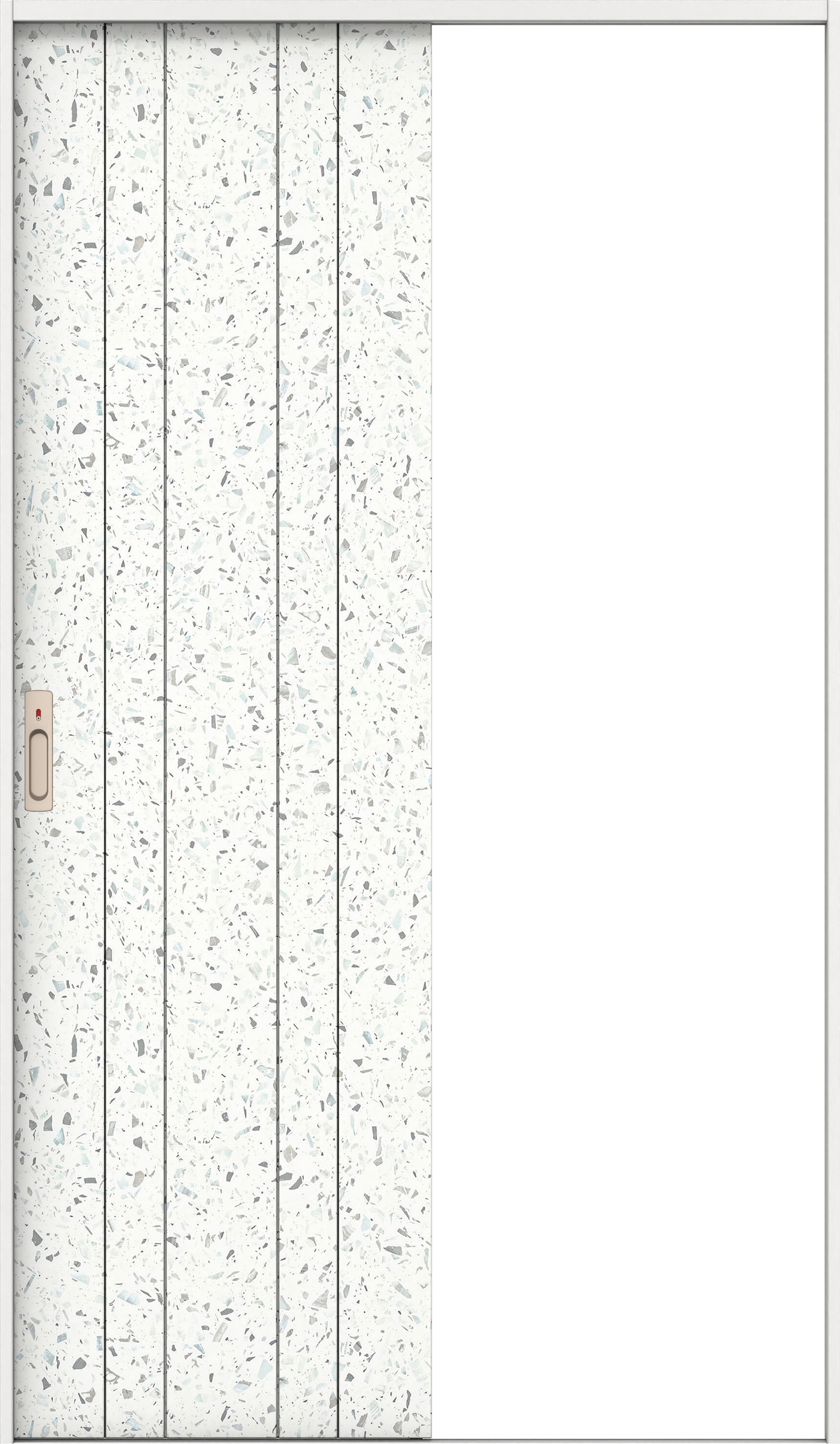 リビングドア　イエリア　引戸・片引　扉セット　０Ｓデザイン　１３１５幅用　２０００高　〈テラゾホワイト柄〉　左右兼用　カマ錠付　表示錠　ラクラクローズ付