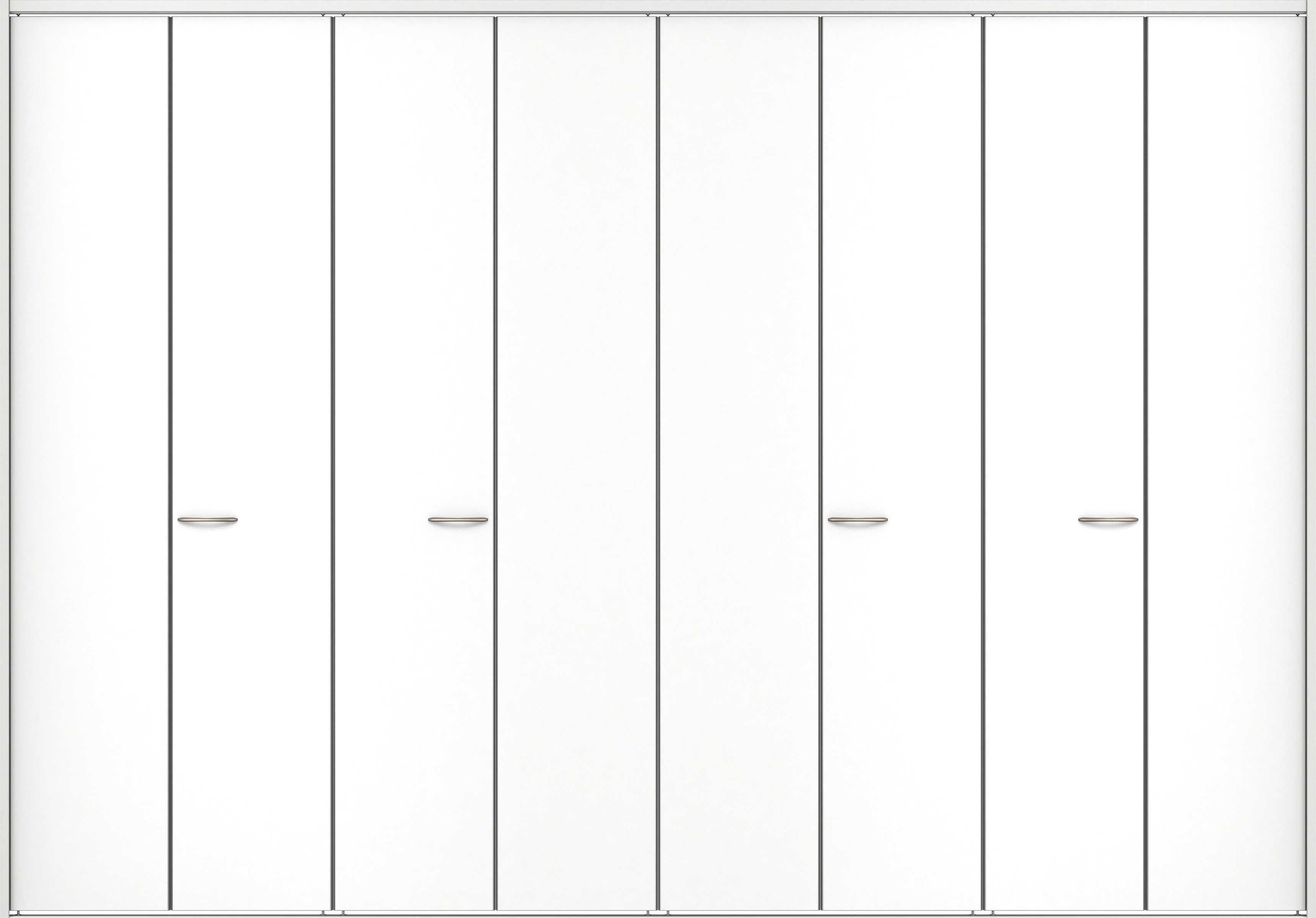 クローク収納　イエリア　折戸ユニット　フラット縦木目　ウッド扉　下レール付三方枠（固定枠）　セット　３３２７幅（１２尺間口）　２３２０高　〈パウダーホワイト柄〉　ハンドルラウンド型〈Ｔシルバー色〉