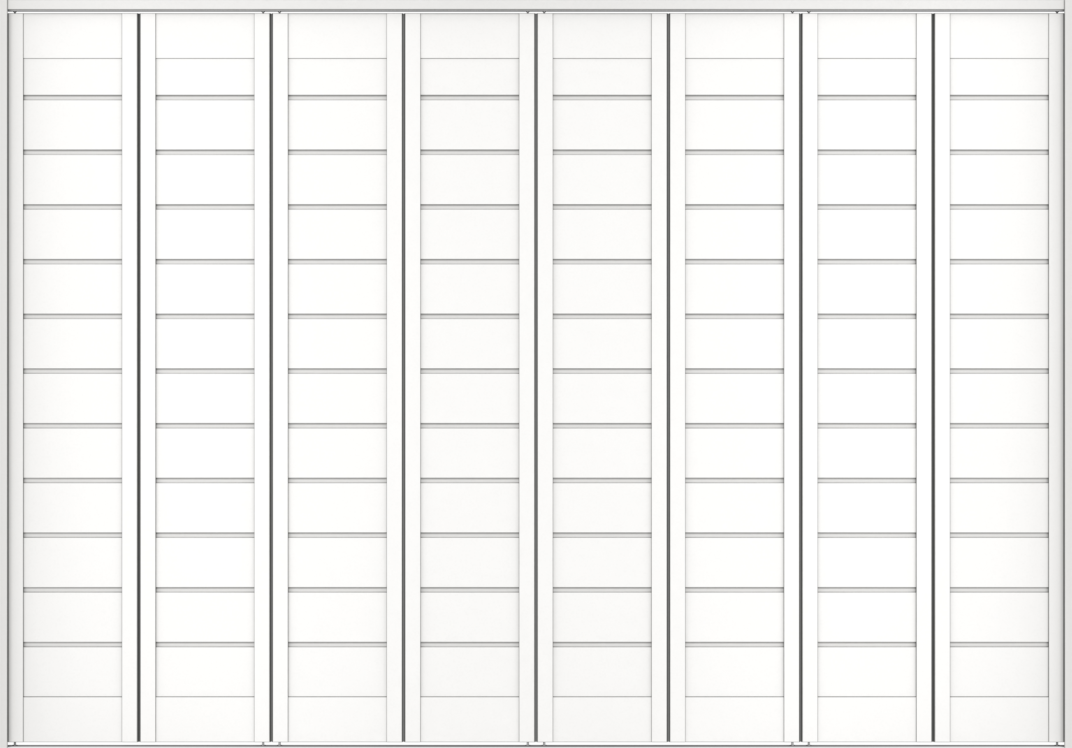 クローク収納　イエリア　折戸ユニット　通気タイプ　ウッド扉　下レール付三方枠（固定枠）　セット　３３２７幅（１２尺間口）　２３２０高　〈パウダーホワイト柄〉　ハンドルレス