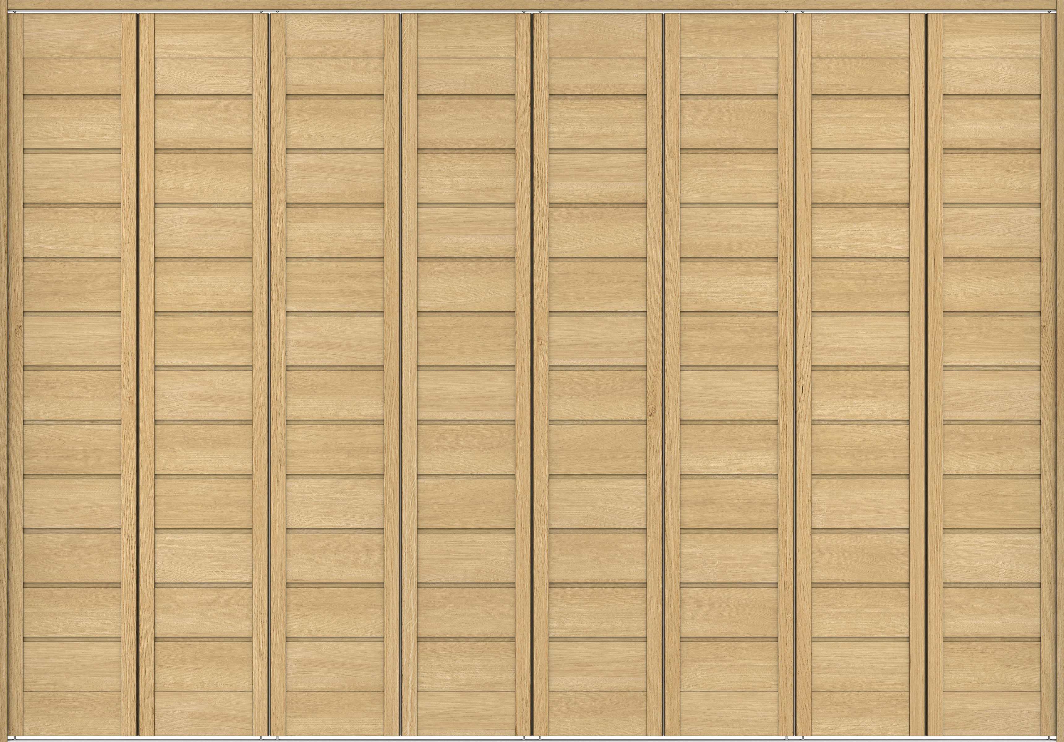クローク収納　イエリア　折戸ユニット　通気タイプ　ウッド扉　下レール付三方枠（固定枠）　セット　３３２７幅（１２尺間口）　２３２０高　〈ライトオーカー柄〉　ハンドルレス