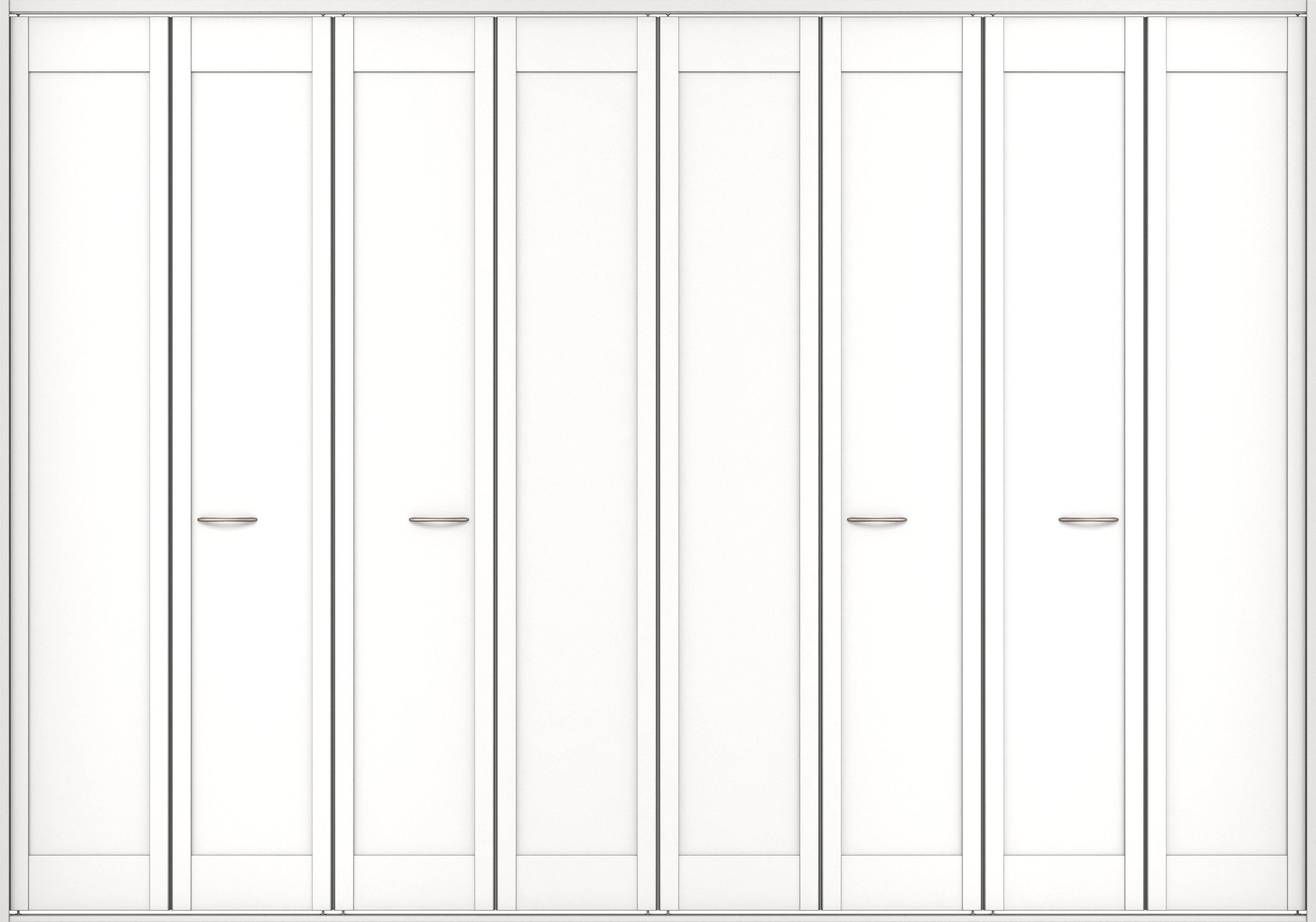 クローク収納　イエリア　折戸ユニット　カマチタイプ　ウッド扉　四方枠（固定枠）　セット　３３２７幅（１２尺間口）　２３３０高　〈パウダーホワイト柄〉　ハンドルラウンド型〈Ｔシルバー色〉