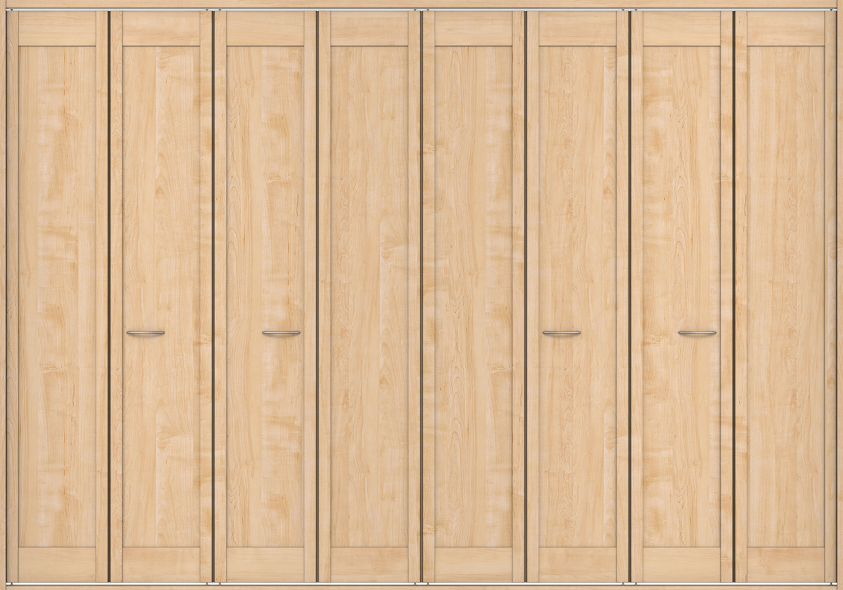 クローク収納　イエリア　折戸ユニット　カマチタイプ　ウッド扉　四方枠（固定枠）　セット　３３２７幅（１２尺間口）　２３３０高　〈ミルベージュ柄〉　ハンドルラウンド型〈Ｔシルバー色〉