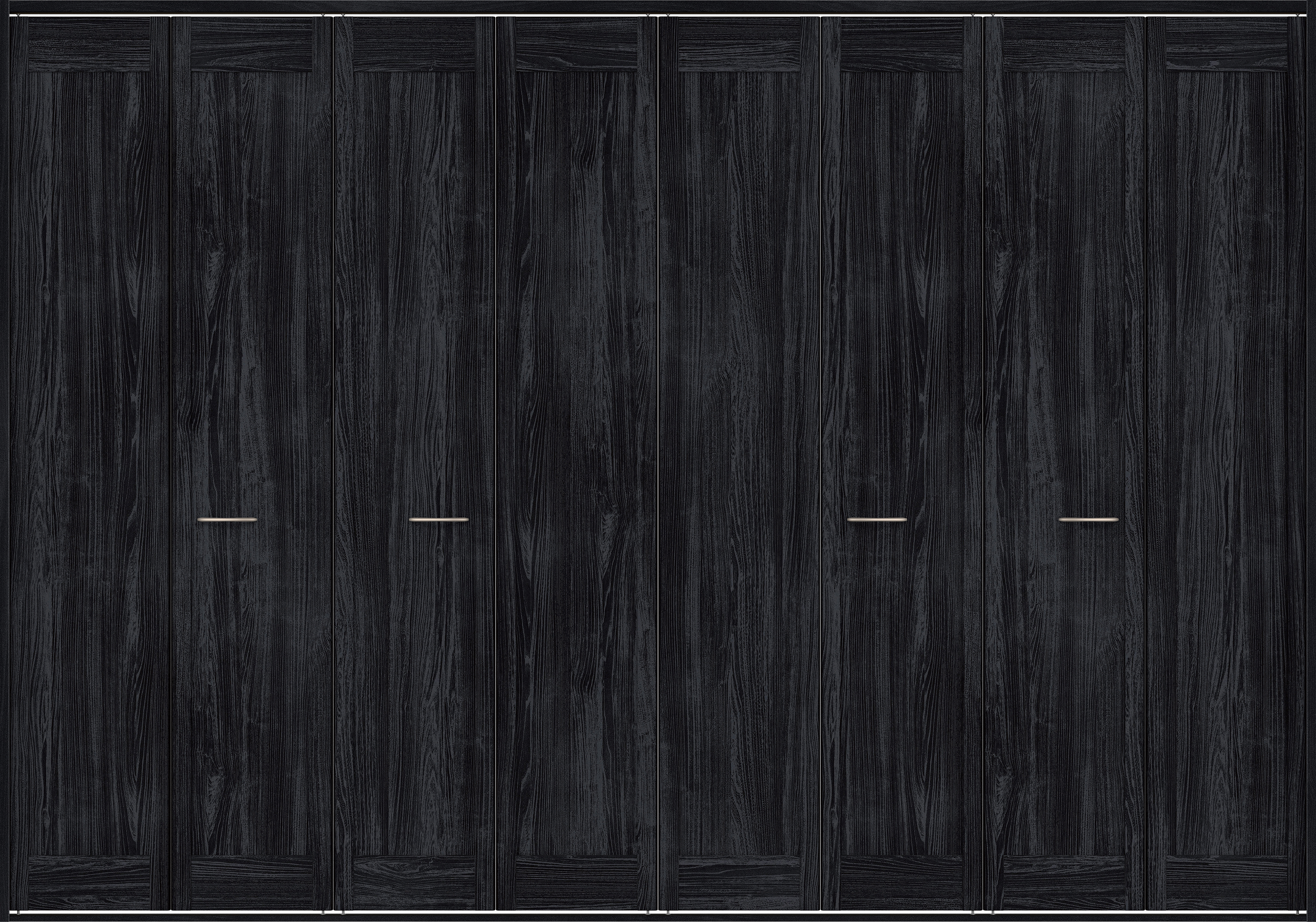 クローク収納　イエリア　折戸ユニット　カマチタイプ　ウッド扉　四方枠（固定枠）　セット　３３２７幅（１２尺間口）　２３３０高　〈モスブラック柄〉　ハンドルラウンド型〈Ｔシルバー色〉