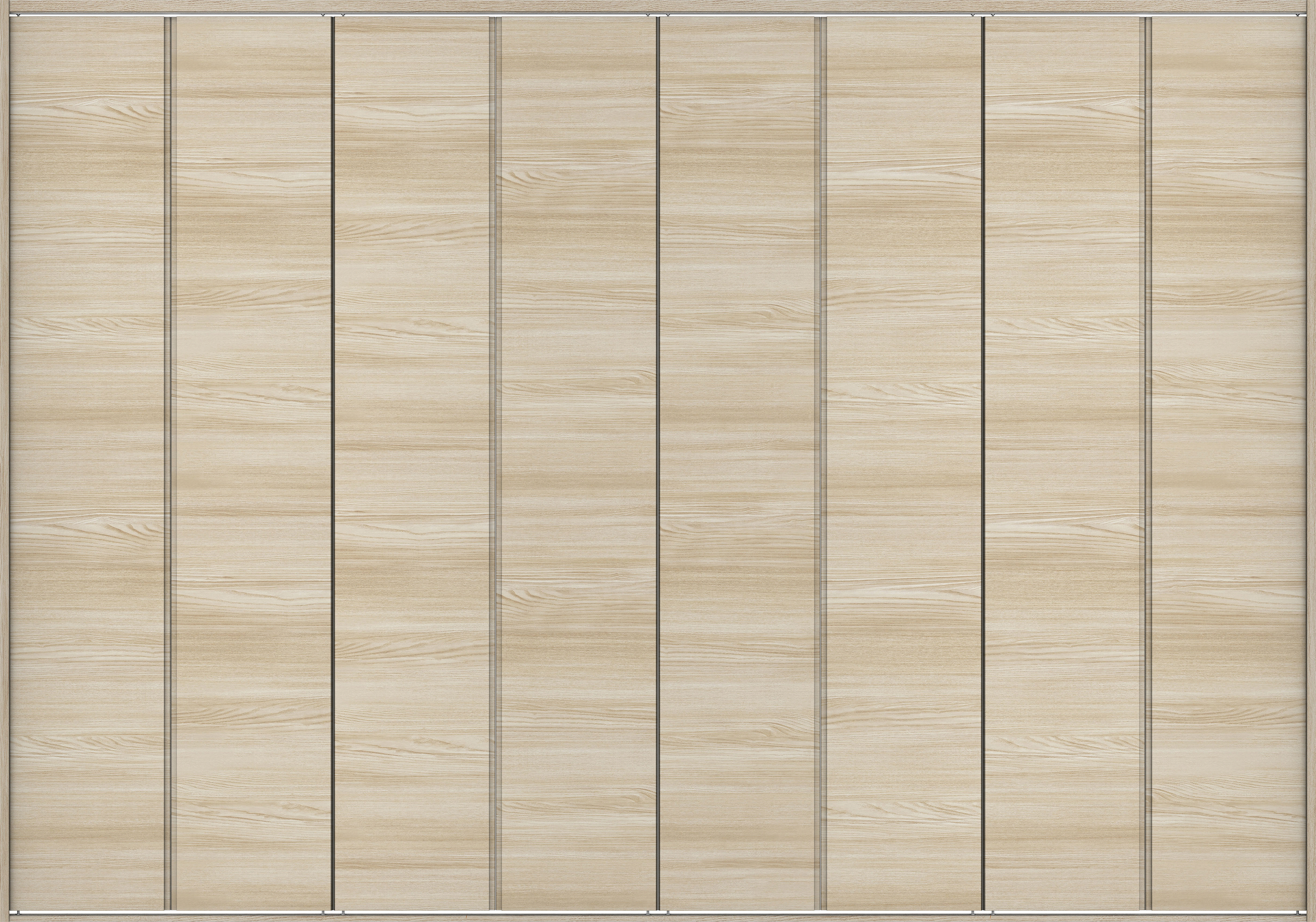 クローク収納　イエリア　折戸ユニット　ハンドルレス横木目タイプ　ウッド扉　四方枠（固定枠）　セット　３３２７幅（１２尺間口）　２３３０高　〈ソフトグレージュ柄〉　ハンドルレス