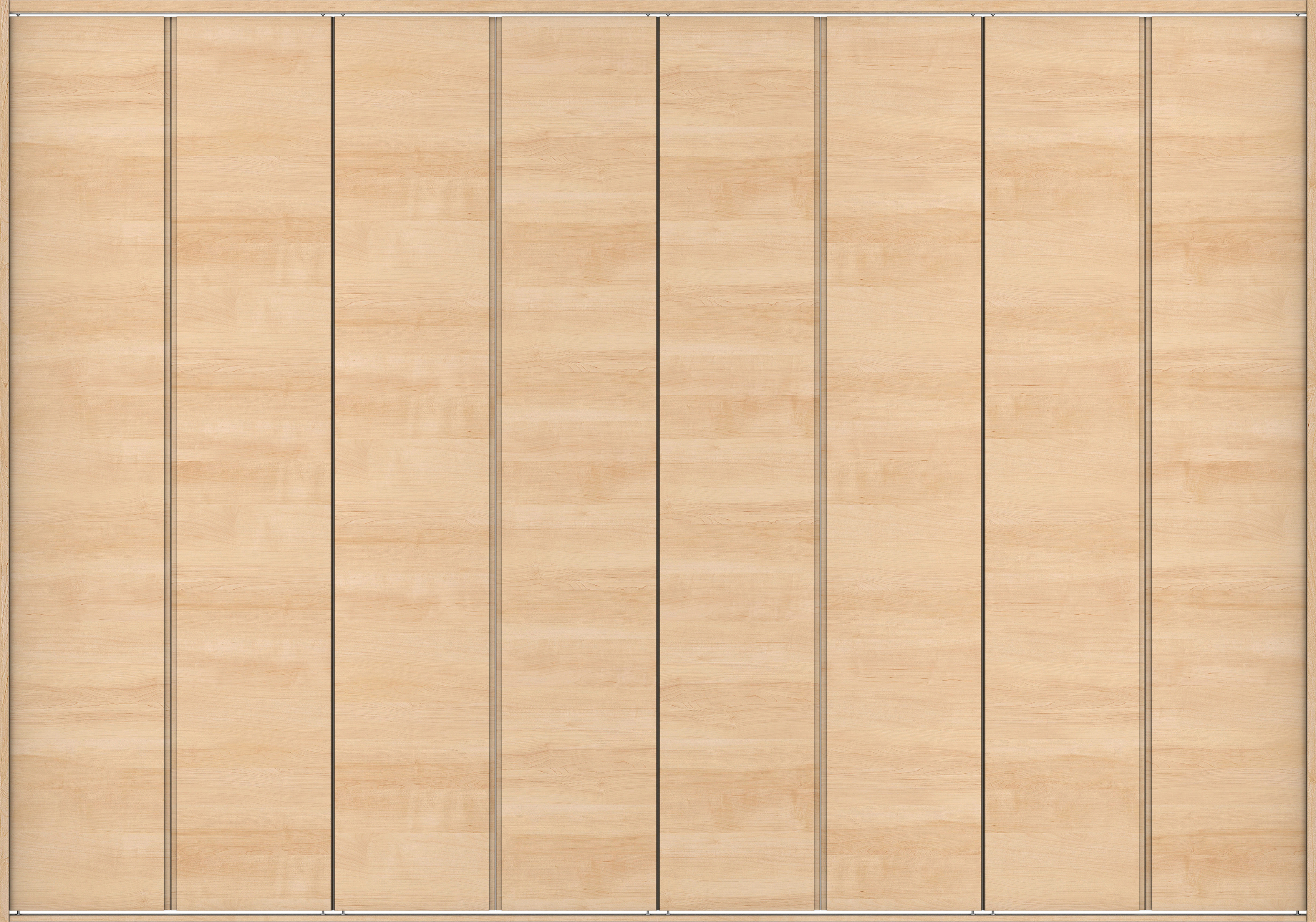 クローク収納　イエリア　折戸ユニット　ハンドルレス横木目タイプ　ウッド扉　四方枠（固定枠）　セット　３６０７幅（４Ｍ間口）　２３３０高　〈ミルベージュ柄〉　ハンドルレス