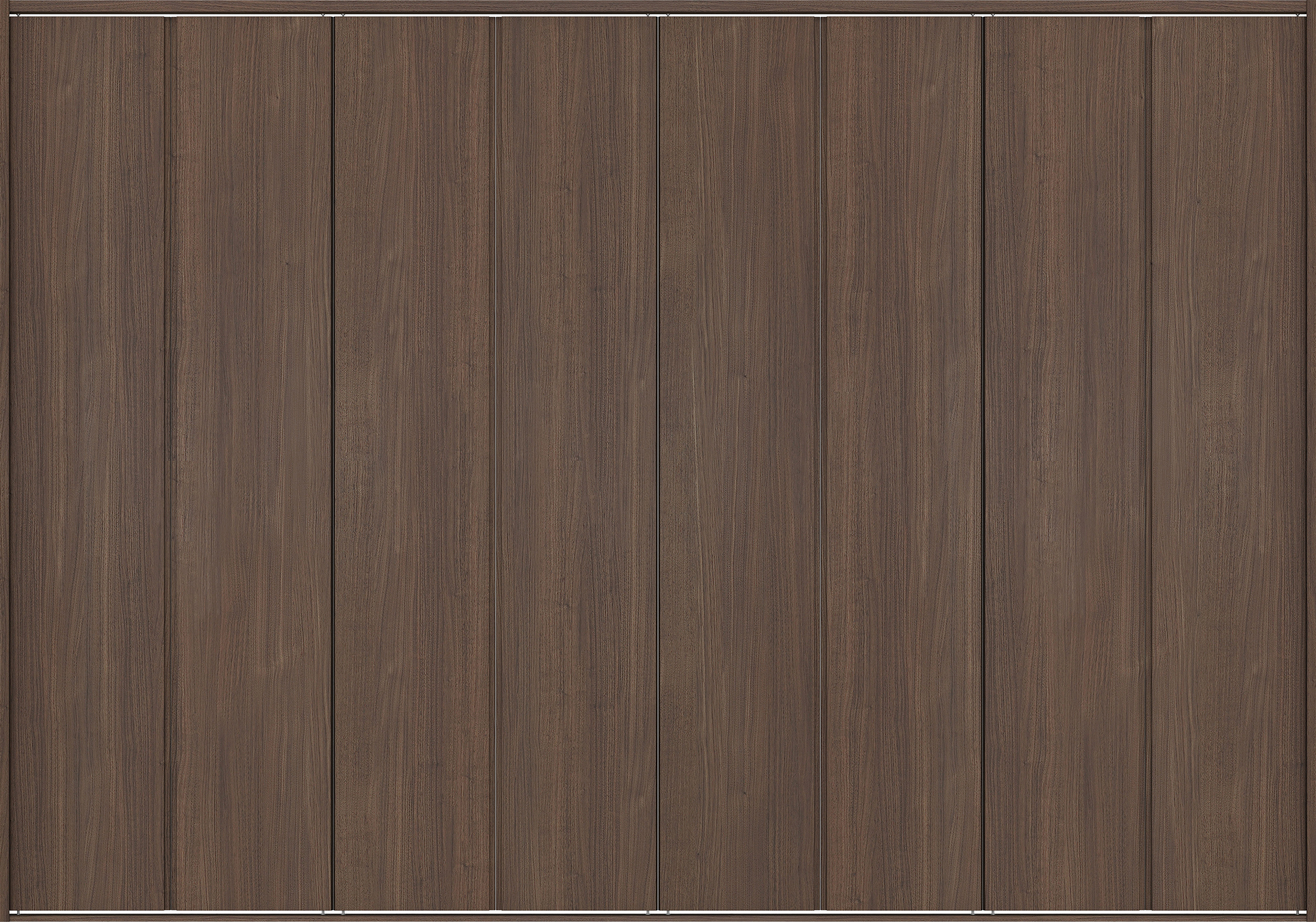 クローク収納　イエリア　折戸ユニット　ハンドルレス縦木目タイプ　ウッド扉　四方枠（固定枠）　セット　３６０７幅（４Ｍ間口）　２３３０高　〈ダルブラウン柄〉　ハンドルレス