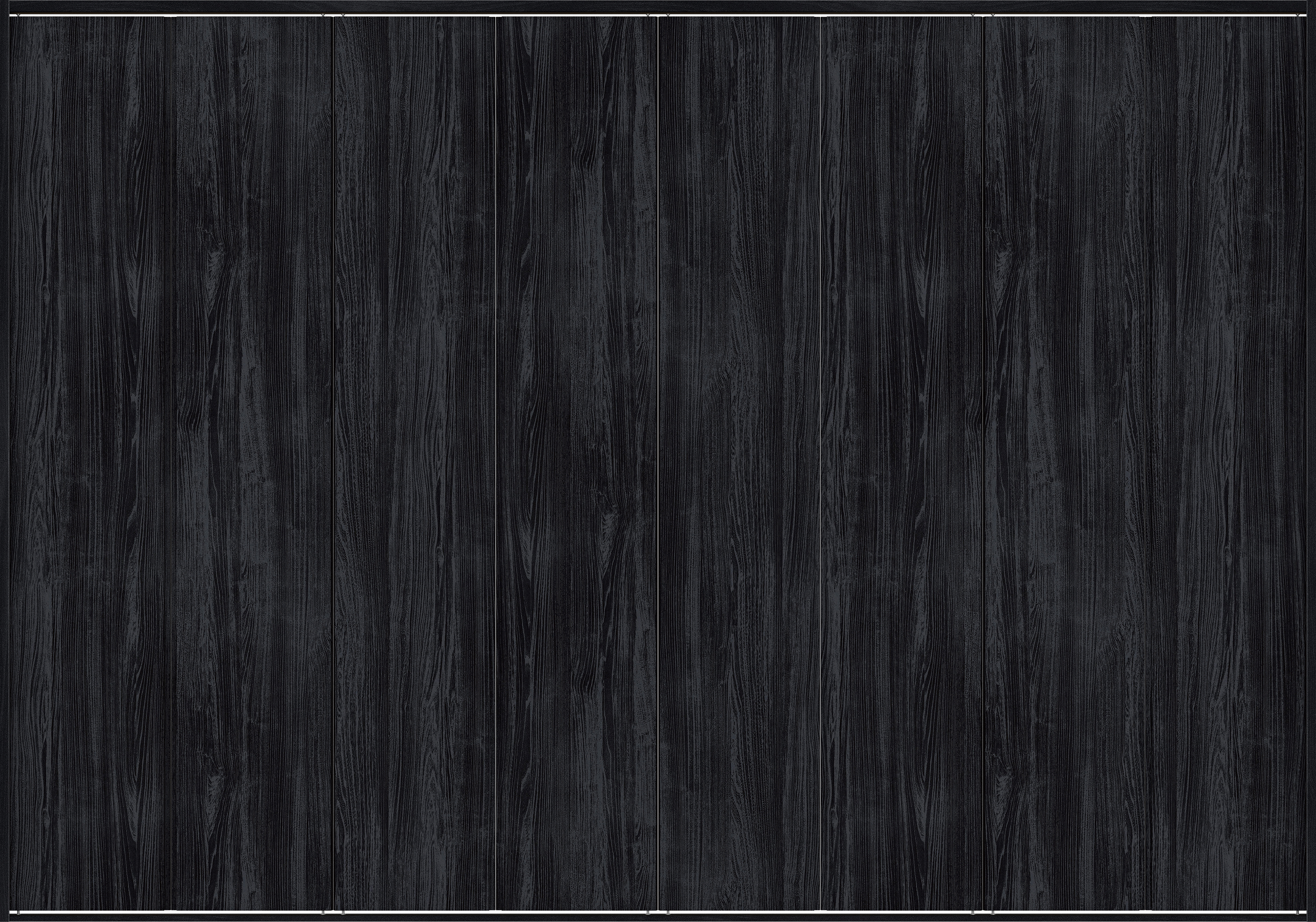 クローク収納　イエリア　折戸ユニット　ハンドルレス縦木目タイプ　ウッド扉　四方枠（固定枠）　セット　３６０７幅（４Ｍ間口）　２３３０高　〈モスブラック柄〉　ハンドルレス