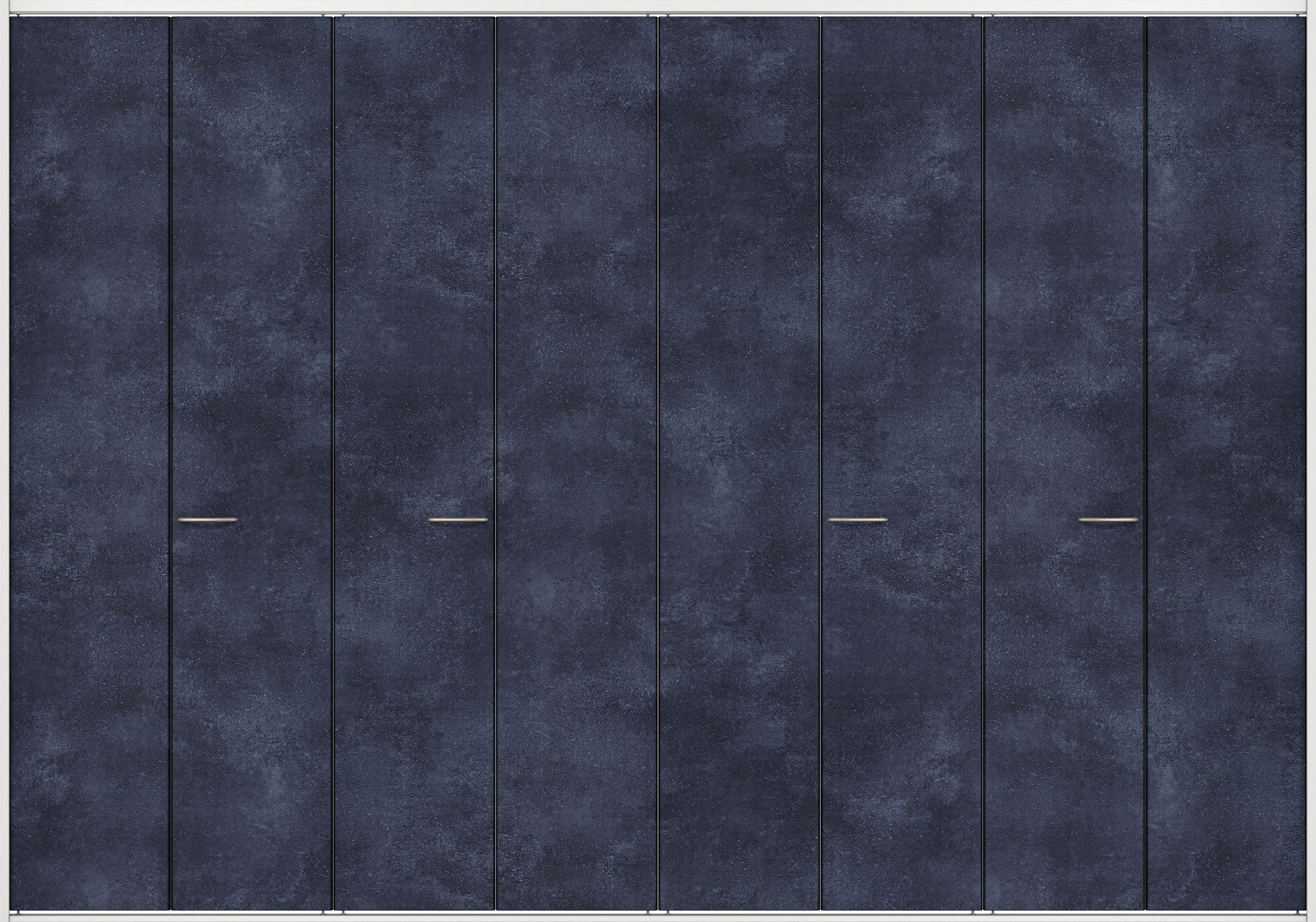 クローク収納　イエリア　折戸ユニット　フラットタイプ　パネル扉　四方枠（固定枠）　セット　３３２７幅（１２尺間口）　２３３０高　〈コバルトブルー柄〉　ハンドルラウンド型〈サテンニッケル仕上げ〉