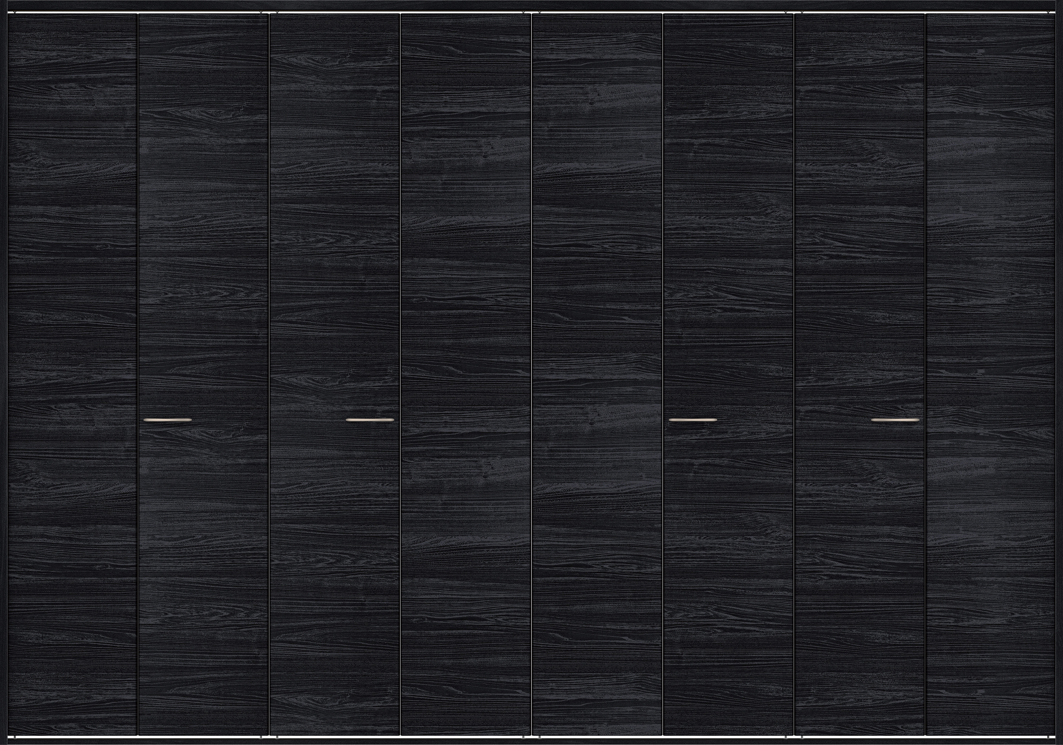 クローク収納　イエリア　折戸ユニット　フラット横木目タイプ　ウッド扉　四方枠（固定枠）　セット　３３２７幅（１２尺間口）　２３３０高　〈モスブラック柄〉　ハンドルラウンド型〈Ｔシルバー色〉