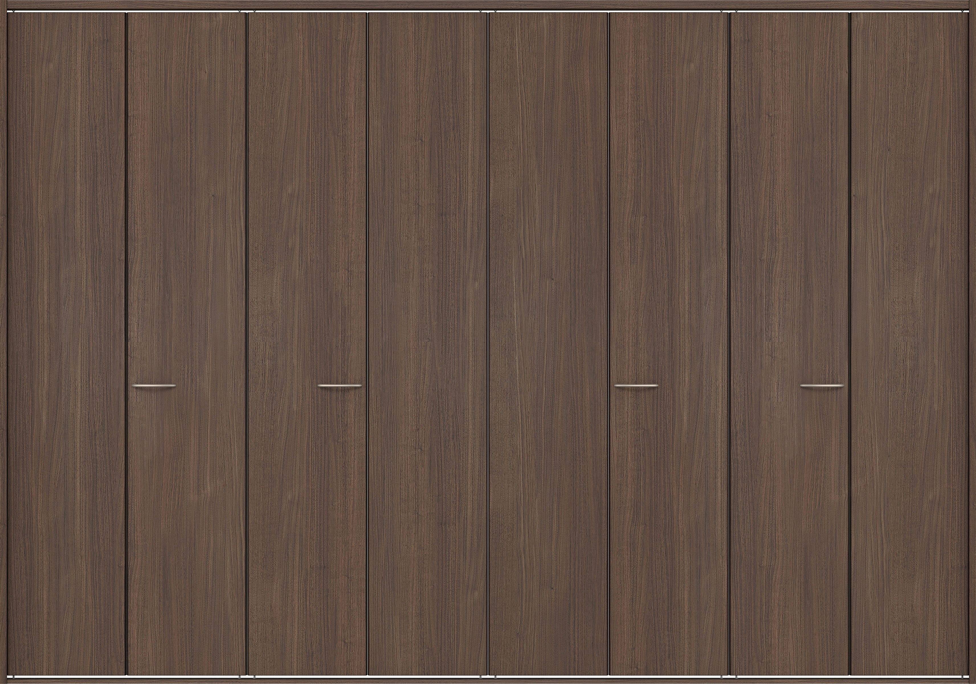 クローク収納　イエリア　折戸ユニット　フラット縦木目タイプ　ウッド扉　四方枠（固定枠）　セット　３３２７幅（１２尺間口）　２３３０高　〈ダルブラウン柄〉　ハンドルラウンド型〈Ｔシルバー色〉