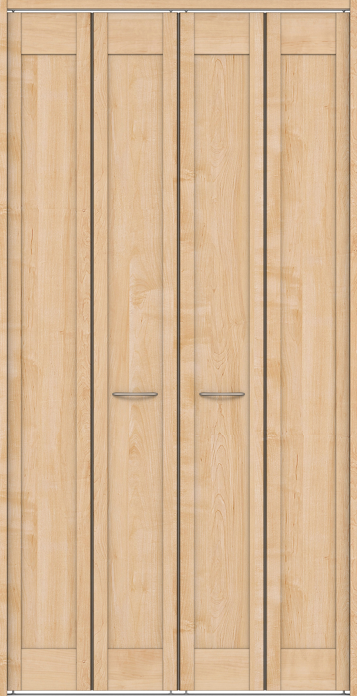 クローク収納　イエリア　折戸ユニット　カマチタイプ　ウッド扉　下レール付三方枠（固定枠）　セット　１１９０幅（４．５尺間口）　２３２０高　〈ミルベージュ柄〉　ハンドルラウンド型〈Ｔシルバー色〉