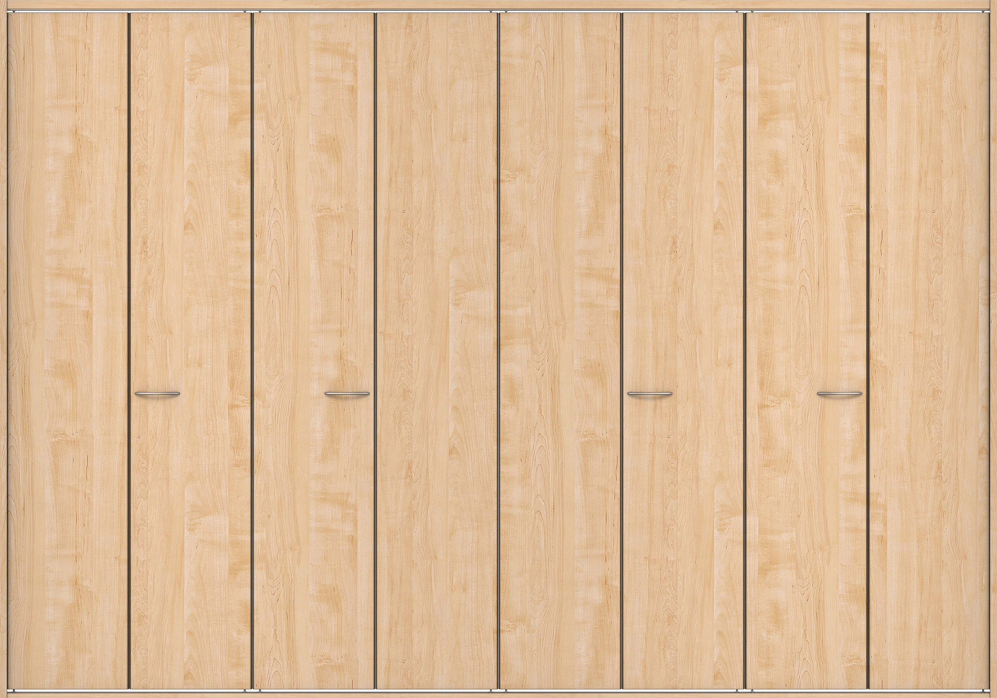 クローク収納　イエリア　折戸ユニット　フラット縦木目タイプ　ウッド扉　四方枠（固定枠）　セット　３３２７幅（１２尺間口）　２３３０高　〈ミルベージュ柄〉　ハンドルラウンド型〈Ｔシルバー色〉