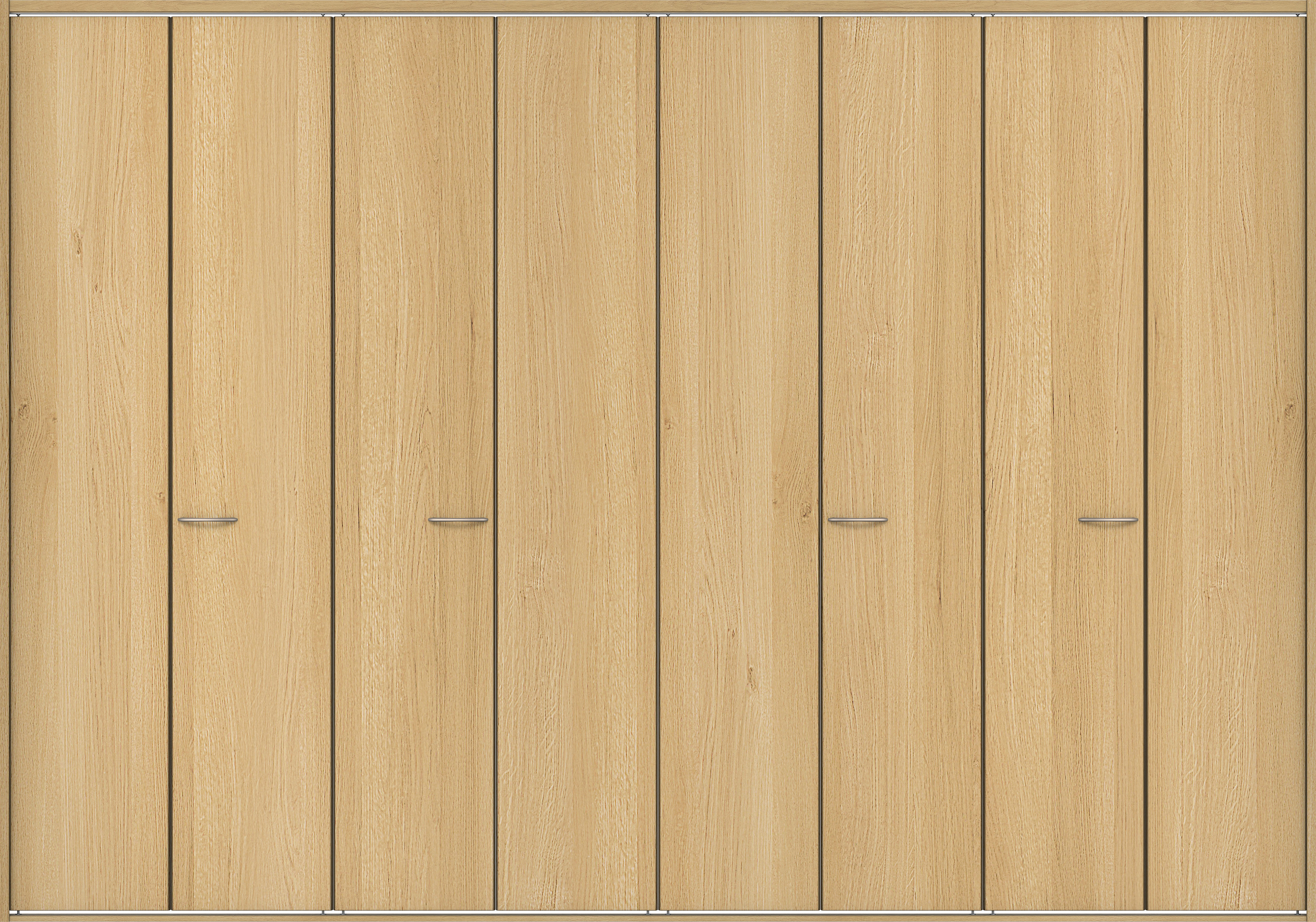 クローク収納　イエリア　折戸ユニット　フラット縦木目タイプ　ウッド扉　四方枠（固定枠）　セット　３３２７幅（１２尺間口）　２３３０高　〈ライトオーカー柄〉　ハンドルラウンド型〈Ｔシルバー色〉