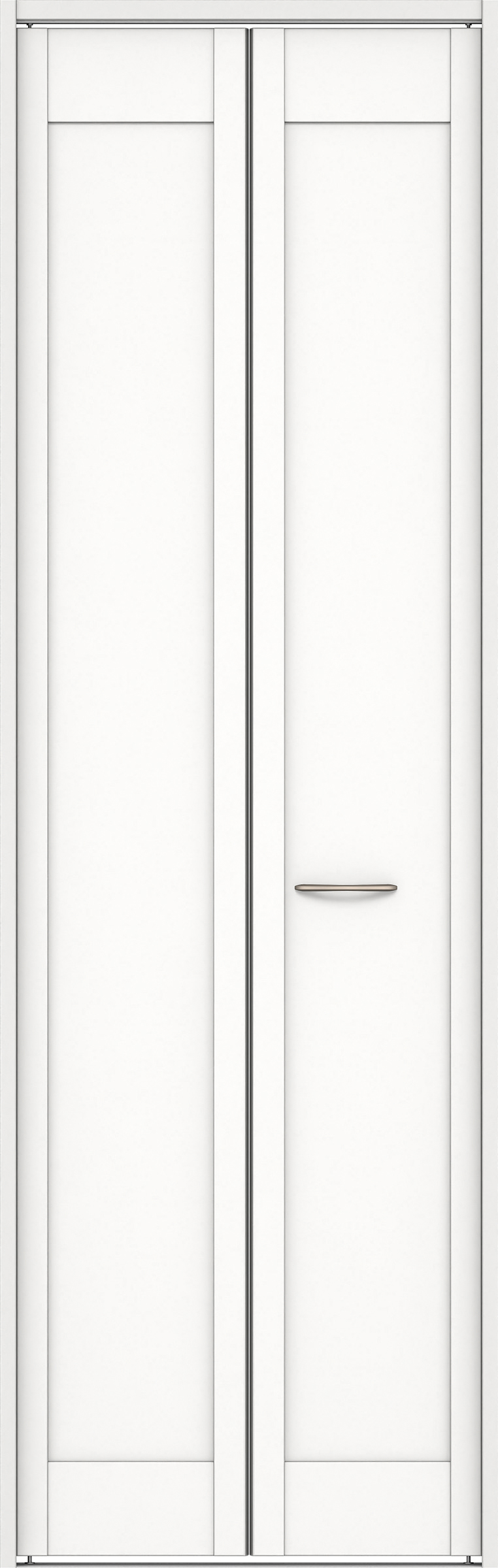 クローク収納　イエリア　折戸ユニット　カマチタイプ　ウッド扉　下レール付三方枠（固定枠）　セット　７３５幅（３尺間口）　２３２０高　〈パウダーホワイト柄〉　ハンドルラウンド型〈Ｔシルバー色〉