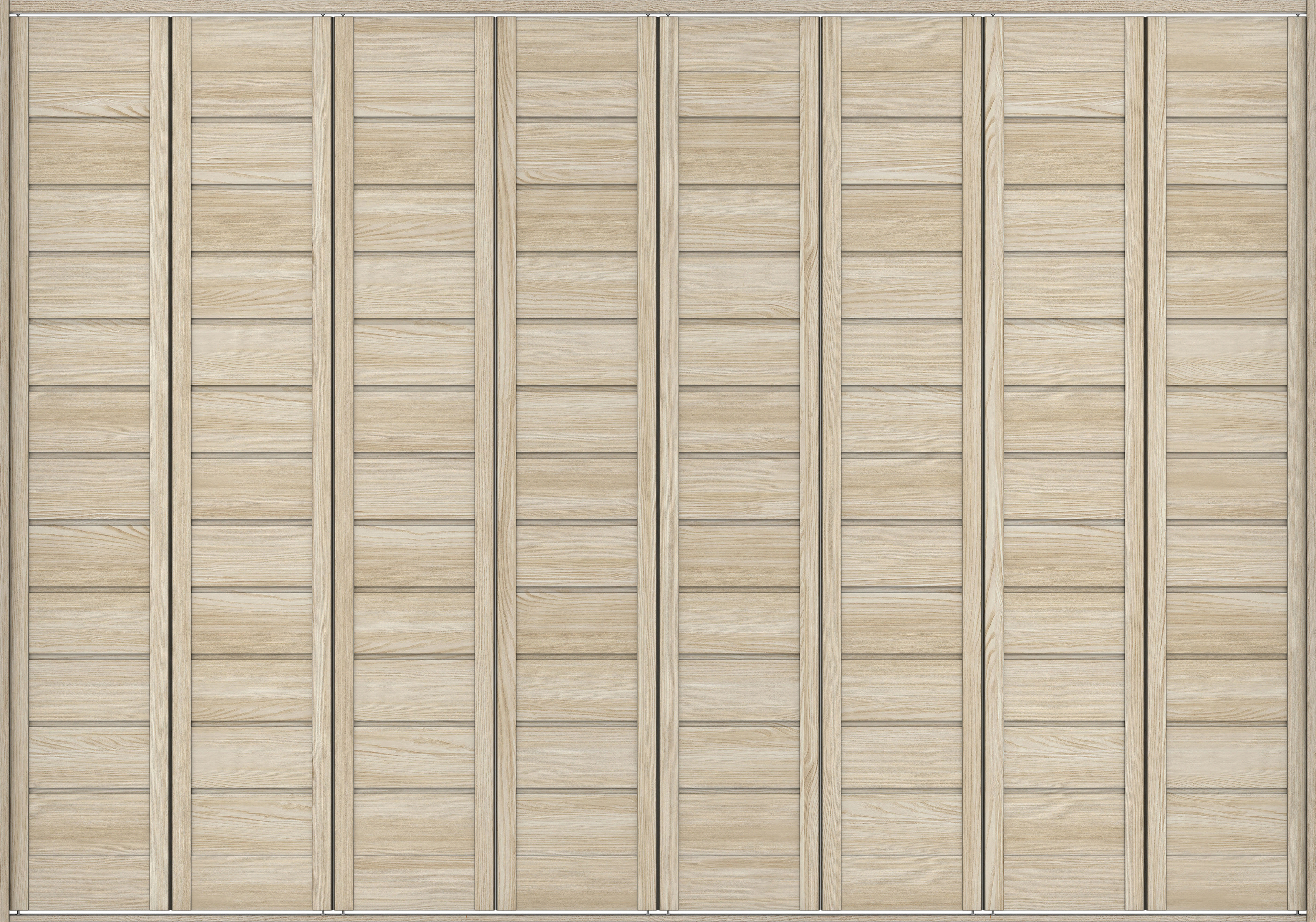 クローク収納　イエリア　折戸ユニット　通気タイプ　ウッド扉　四方枠（固定枠）　セット　３３２７幅（１２尺間口）　２３３０高　〈ソフトグレージュ柄〉　ハンドルレス