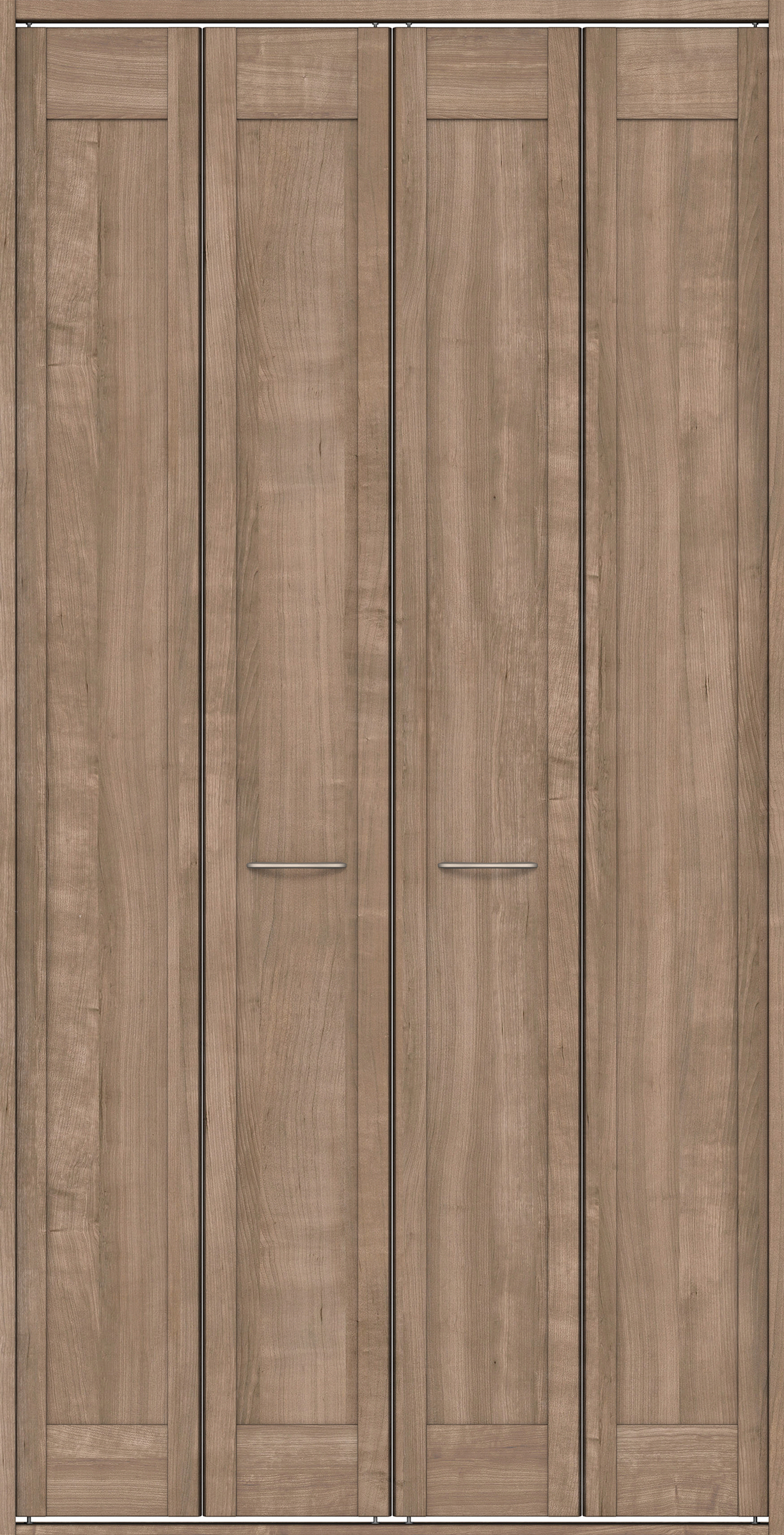 クローク収納　イエリア　折戸ユニット　カマチタイプ　ウッド扉　四方枠（固定枠）　セット　１１９０幅（４．５尺間口）　２３３０高　〈トープグレー柄〉　ハンドルラウンド型〈Ｔシルバー色〉