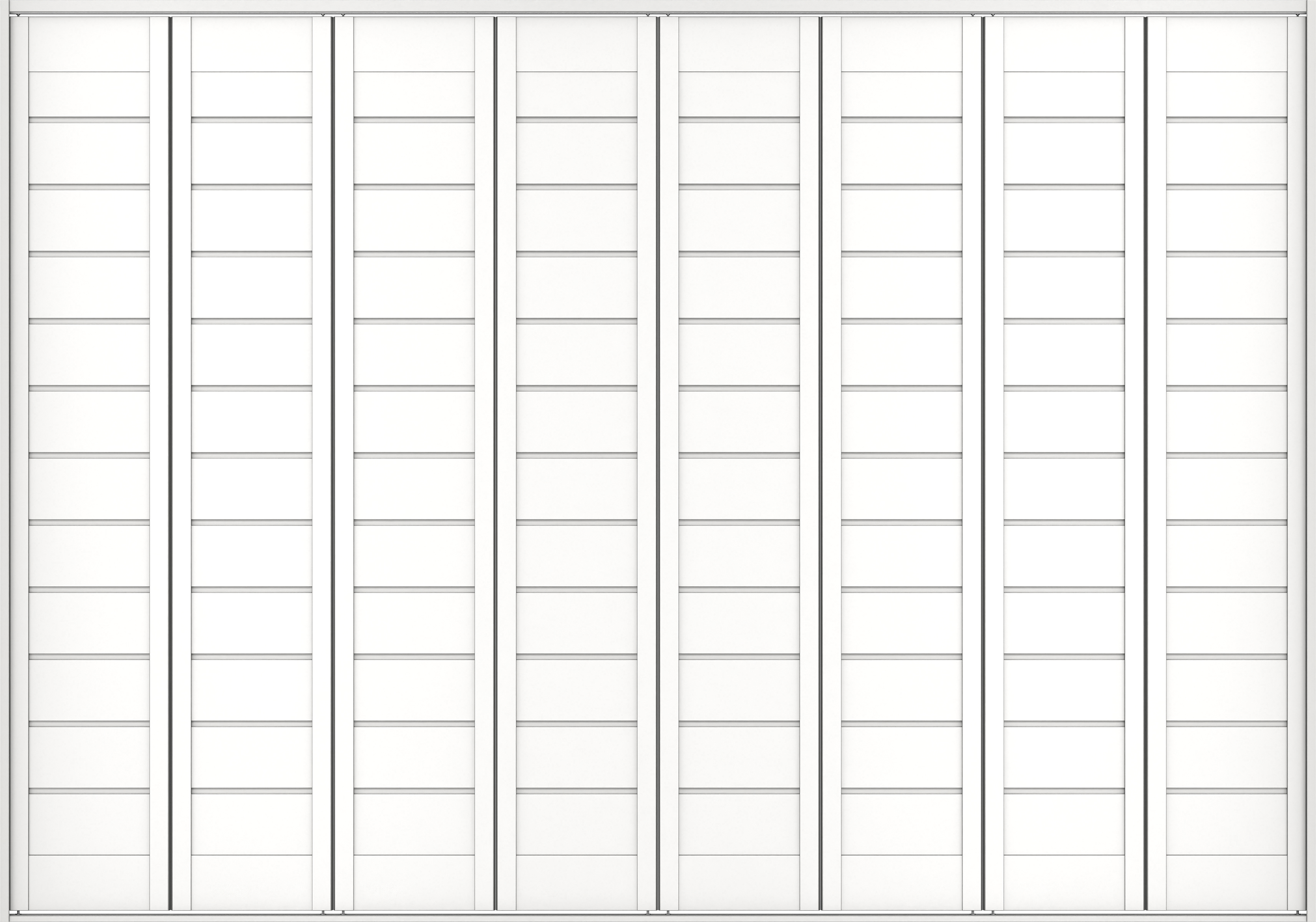 クローク収納　イエリア　折戸ユニット　通気タイプ　ウッド扉　四方枠（固定枠）　セット　３３２７幅（１２尺間口）　２３３０高　〈パウダーホワイト柄〉　ハンドルレス