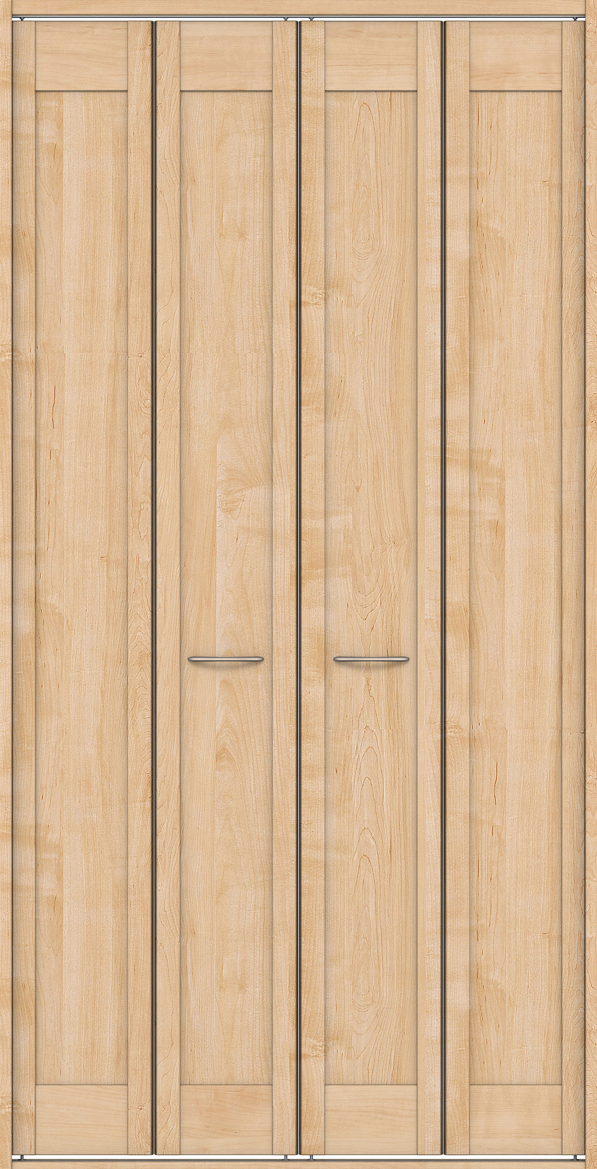 クローク収納　イエリア　折戸ユニット　カマチタイプ　ウッド扉　四方枠（固定枠）　セット　１１９０幅（４．５尺間口）　２３３０高　〈ミルベージュ柄〉　ハンドルラウンド型〈Ｔシルバー色〉