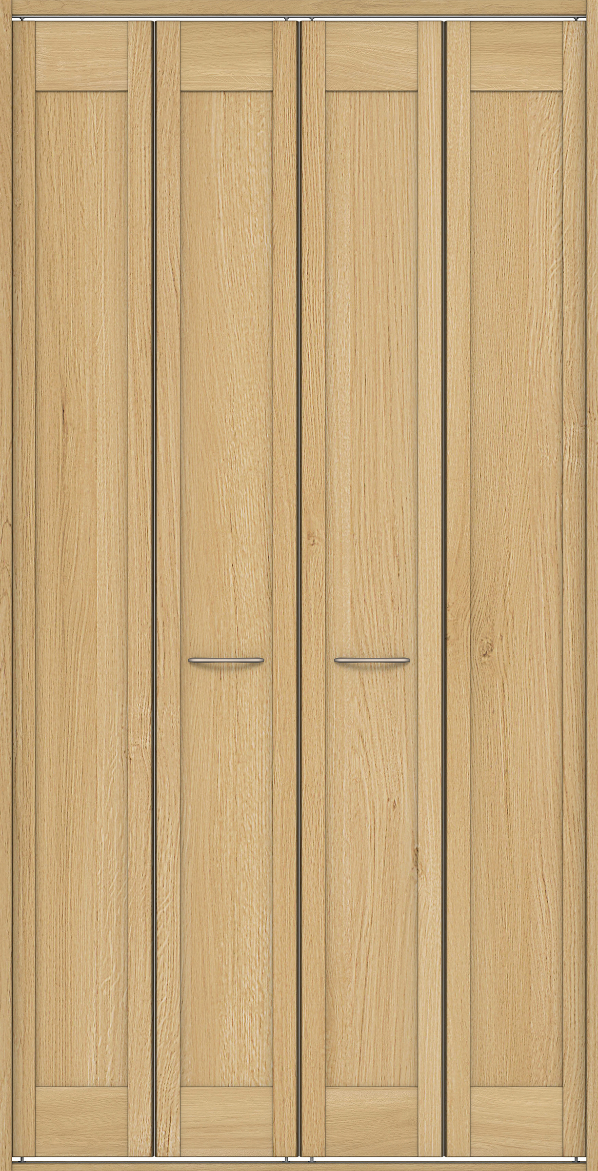 クローク収納　イエリア　折戸ユニット　カマチタイプ　ウッド扉　四方枠（固定枠）　セット　１１９０幅（４．５尺間口）　２３３０高　〈ライトオーカー柄〉　ハンドルラウンド型〈Ｔシルバー色〉