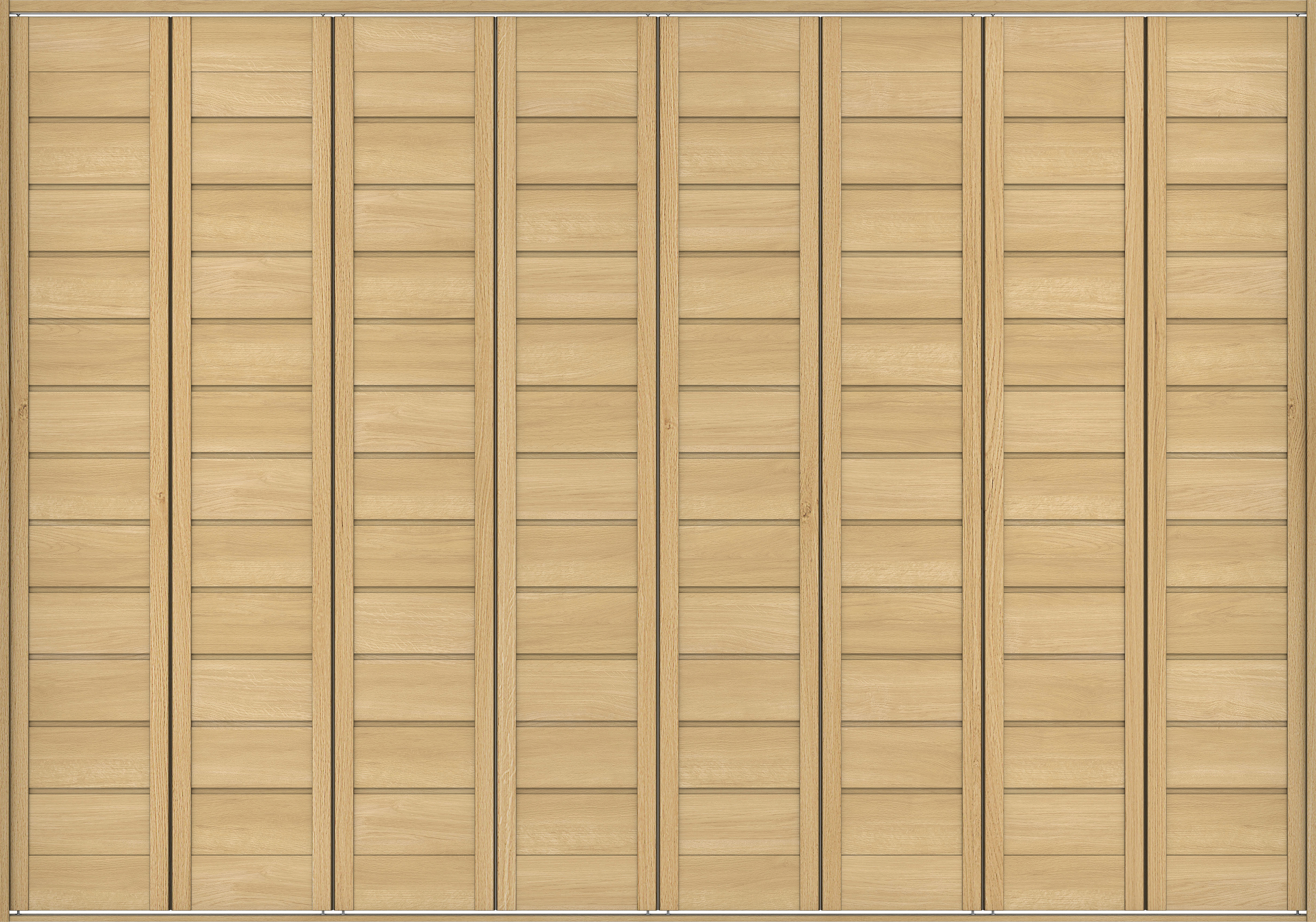 クローク収納　イエリア　折戸ユニット　通気タイプ　ウッド扉　四方枠（固定枠）　セット　３３２７幅（１２尺間口）　２３３０高　〈ライトオーカー柄〉　ハンドルレス