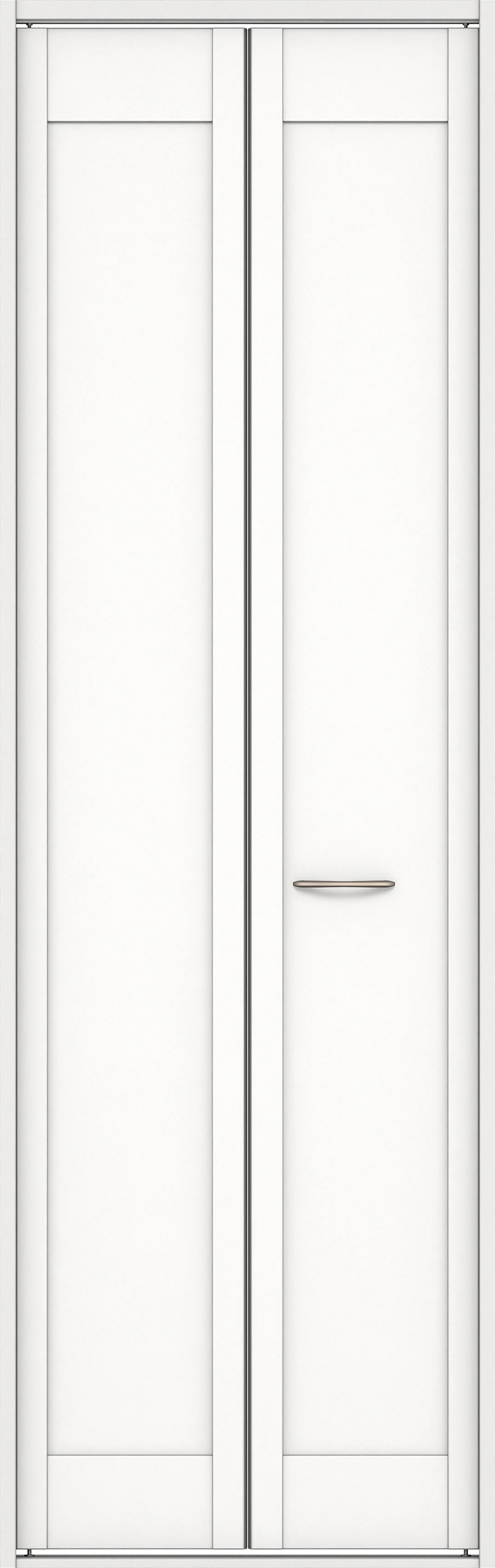 クローク収納　イエリア　折戸ユニット　カマチタイプ　ウッド扉　四方枠（固定枠）　セット　７３５幅（３尺間口）　２３３０高　〈パウダーホワイト柄〉　ハンドルラウンド型〈Ｔシルバー色〉