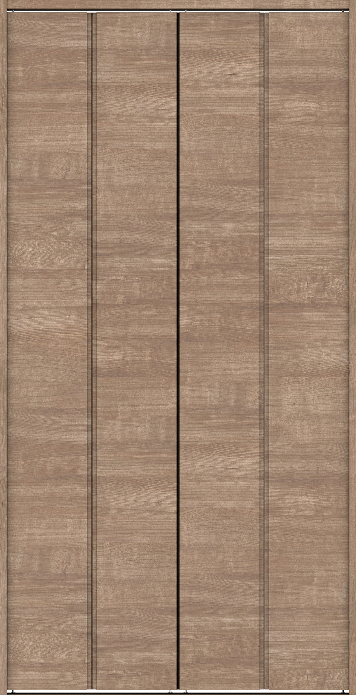 クローク収納　イエリア　折戸ユニット　ハンドルレス横木目タイプ　ウッド扉　下レール付三方枠（固定枠）　セット　１３２０幅（１．５Ｍ間口）　２３２０高　〈トープグレー柄〉　ハンドルレス