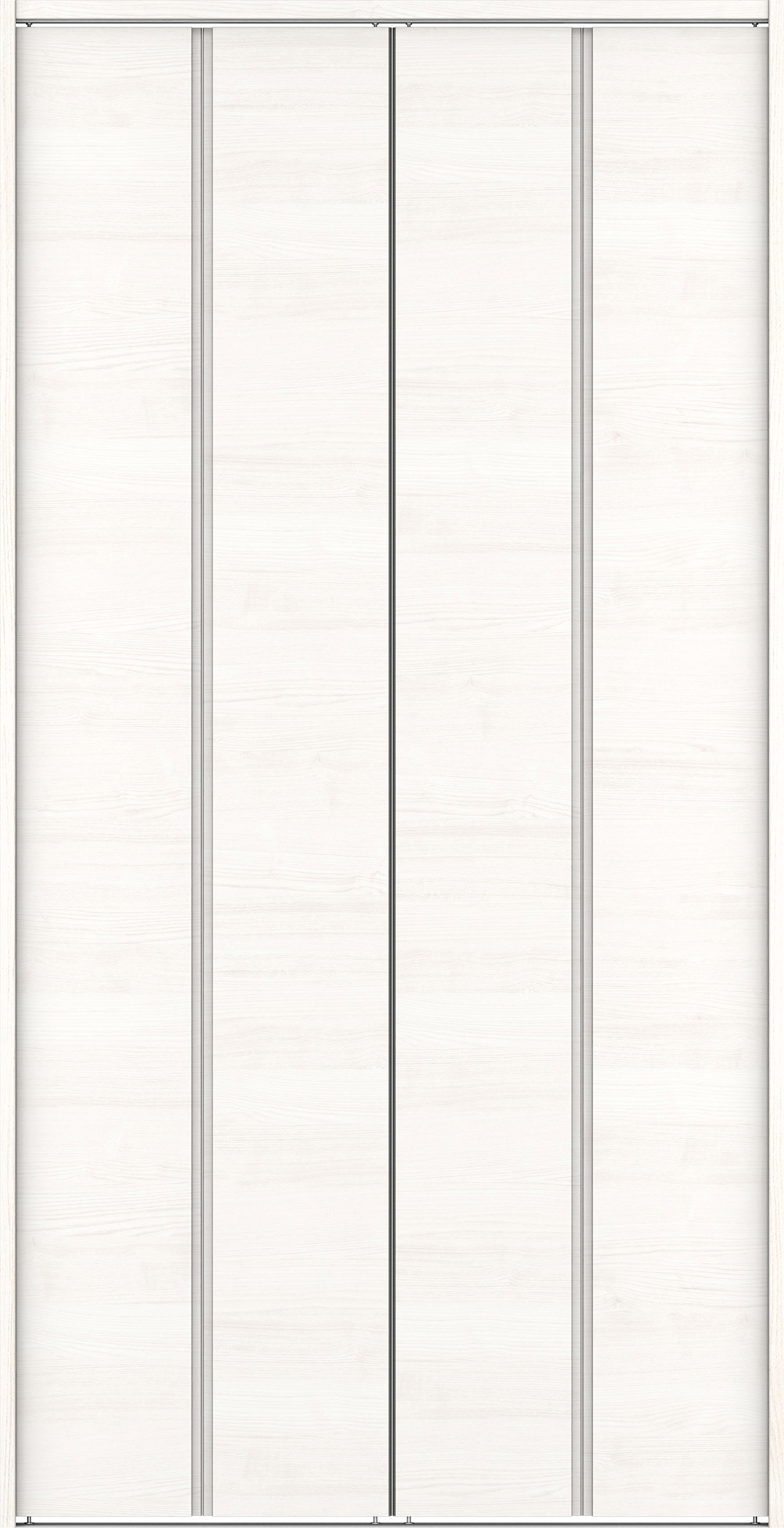 クローク収納　イエリア　折戸ユニット　ハンドルレス横木目タイプ　ウッド扉　下レール付三方枠（固定枠）　セット　１３２０幅（１．５Ｍ間口）　２３２０高　〈ネオホワイト柄〉　ハンドルレス