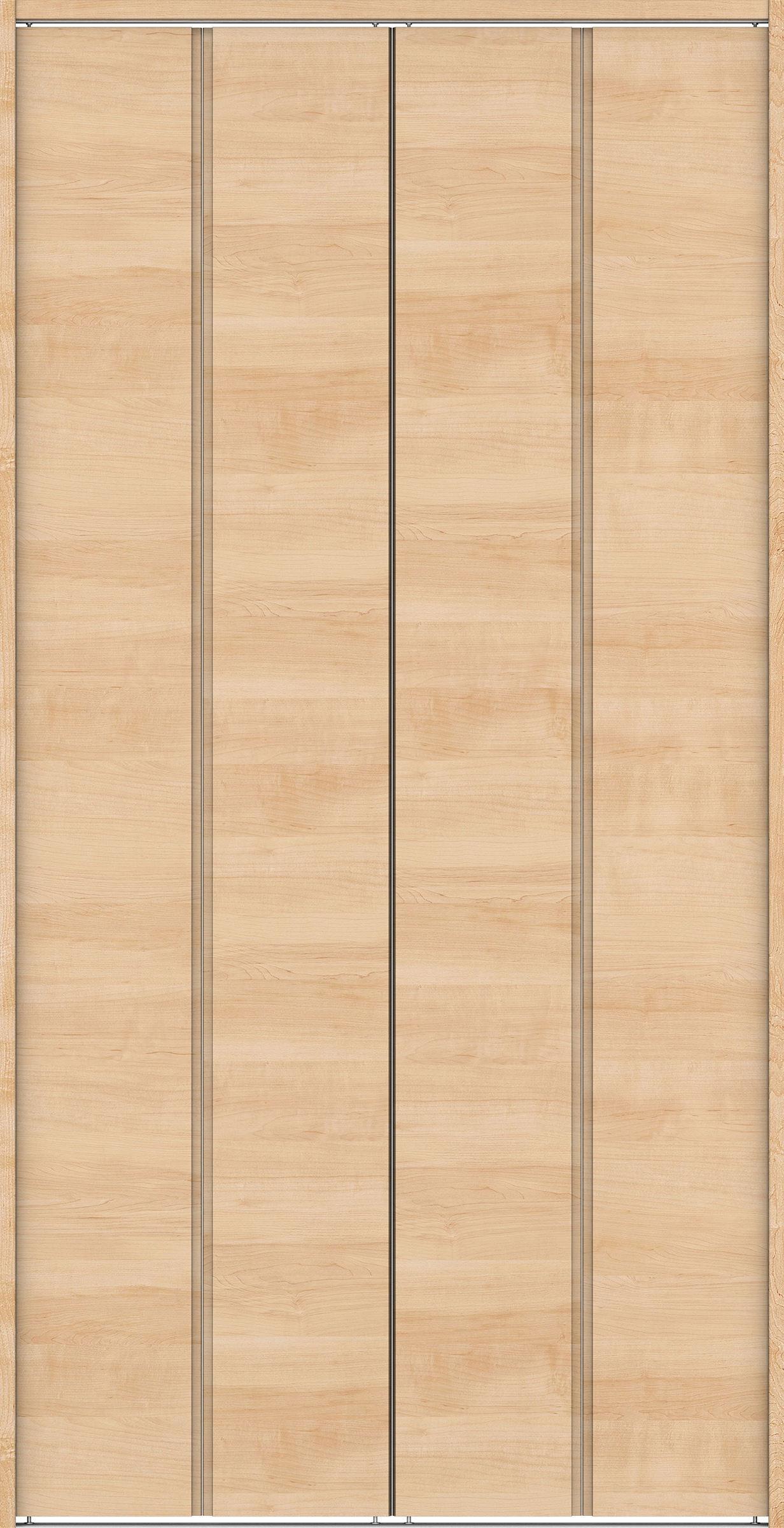 クローク収納　イエリア　折戸ユニット　ハンドルレス横木目タイプ　ウッド扉　下レール付三方枠（固定枠）　セット　１３２０幅（１．５Ｍ間口）　２３２０高　〈ミルベージュ柄〉　ハンドルレス