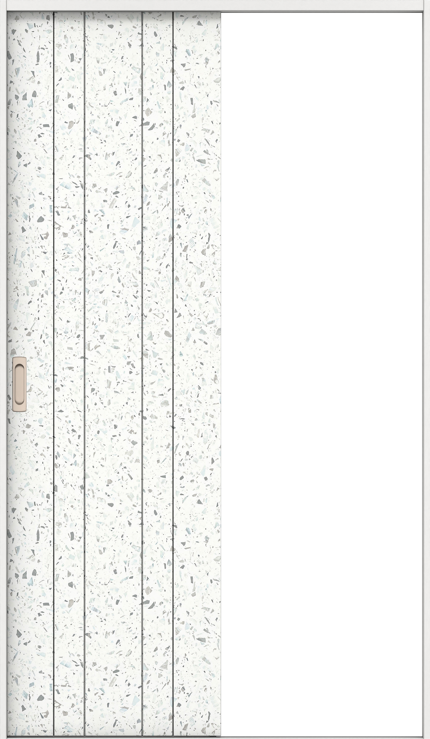 リビングドア　イエリア　引戸・片引　扉セット　０Ｓデザイン　１３１５幅用　２０００高　〈テラゾホワイト柄〉　左右兼用　錠なし　ラクラクローズ付