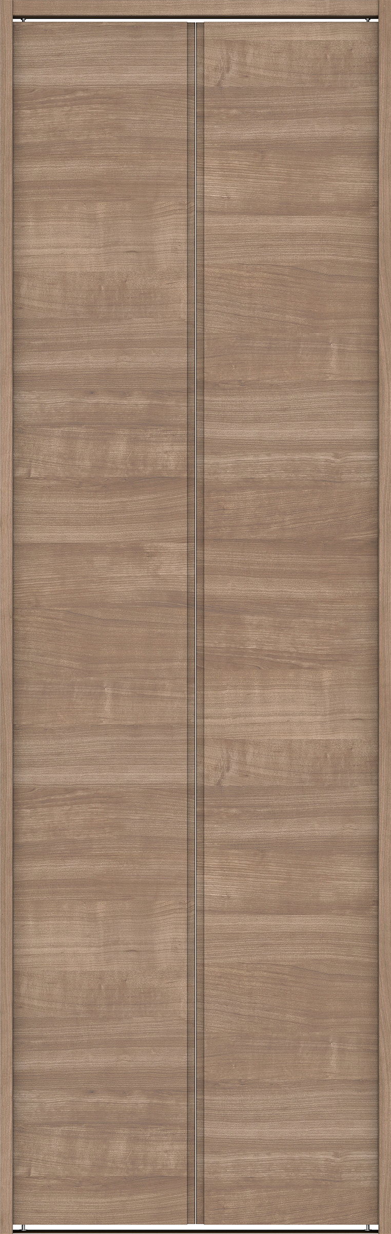 クローク収納　イエリア　折戸ユニット　ハンドルレス横木目タイプ　ウッド扉　下レール付三方枠（固定枠）　セット　７３５幅（３尺間口）　２３２０高　〈トープグレー柄〉　ハンドルレス