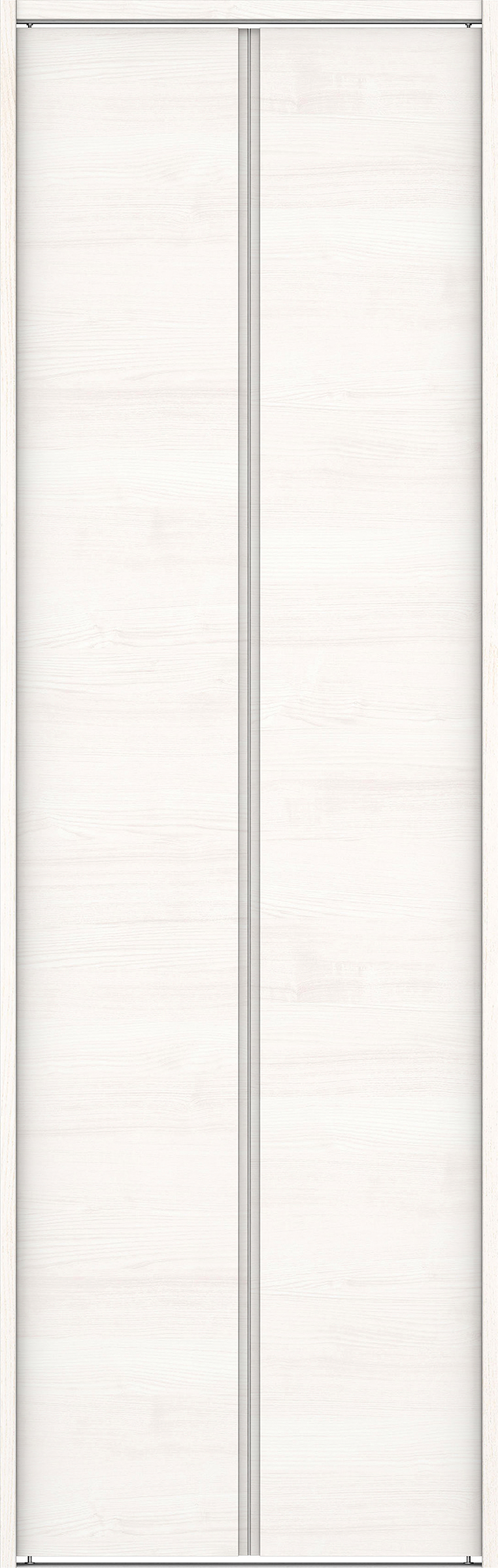 クローク収納　イエリア　折戸ユニット　ハンドルレス横木目タイプ　ウッド扉　下レール付三方枠（固定枠）　セット　７３５幅（３尺間口）　２３２０高　〈ネオホワイト柄〉　ハンドルレス