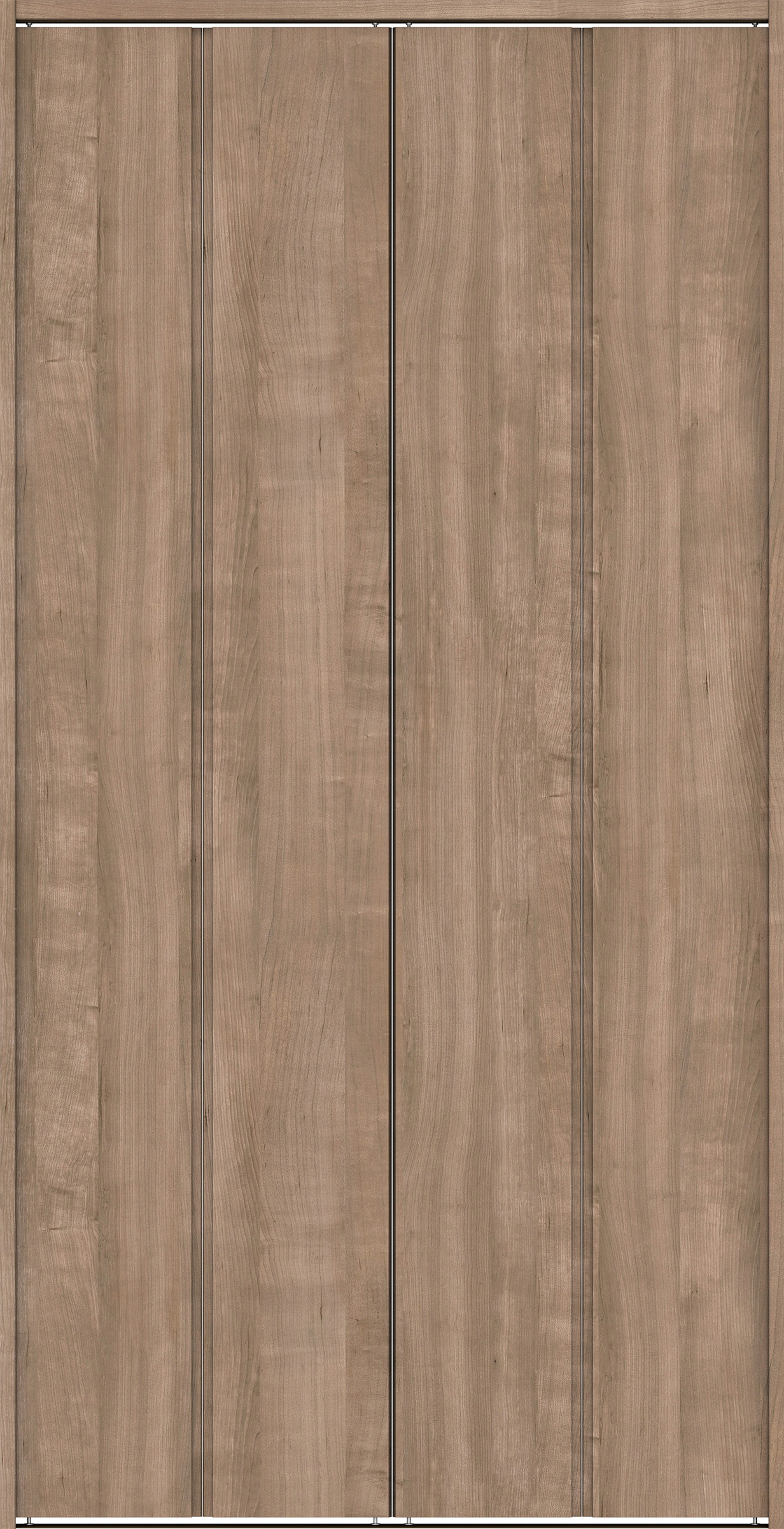 クローク収納　イエリア　折戸ユニット　ハンドルレス縦木目タイプ　ウッド扉　下レール付三方枠（固定枠）　セット　１１９０幅（４．５尺間口）　２３２０高　〈トープグレー柄〉　ハンドルレス