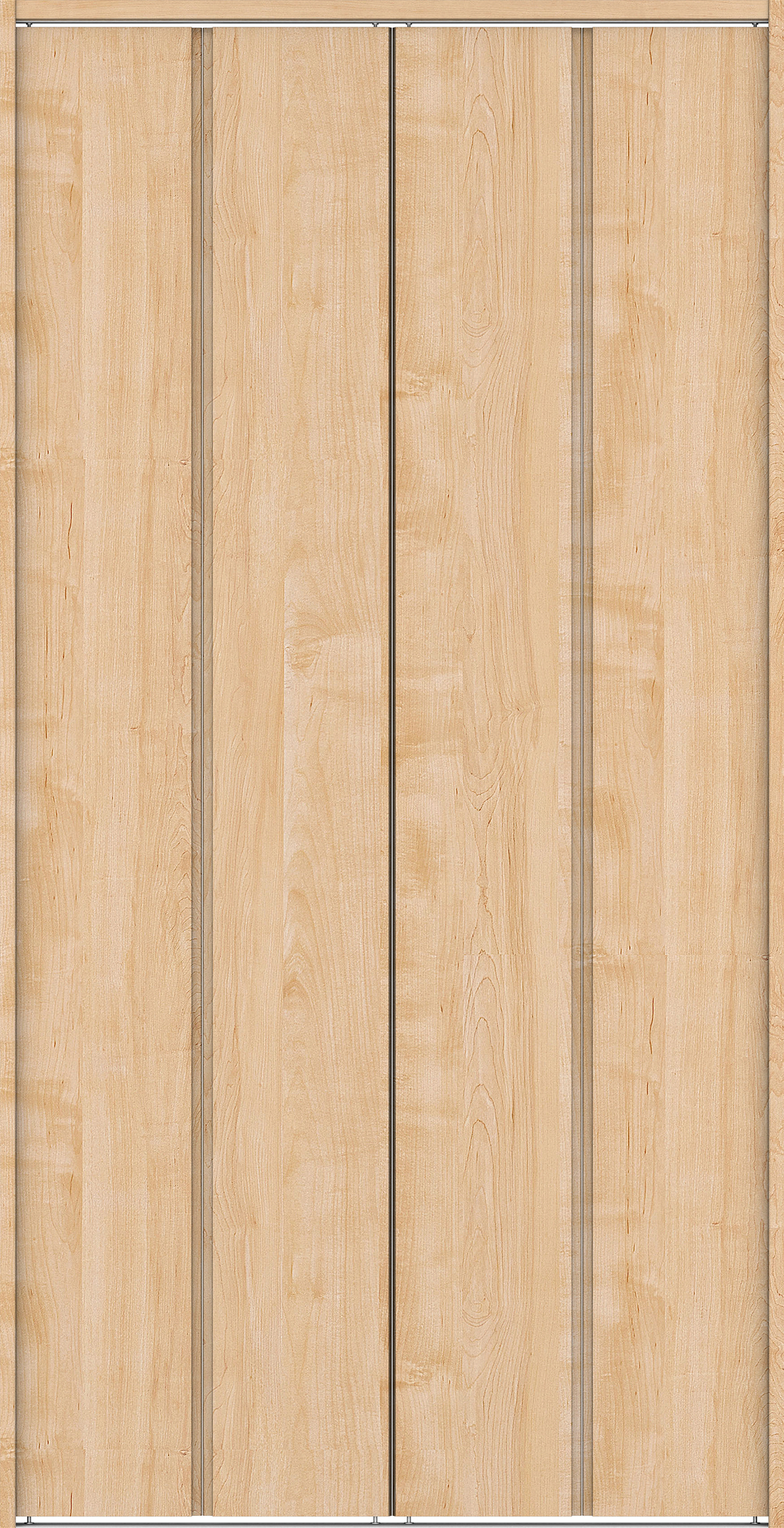 クローク収納　イエリア　折戸ユニット　ハンドルレス縦木目タイプ　ウッド扉　下レール付三方枠（固定枠）　セット　１３２０幅（１．５Ｍ間口）　２３２０高　〈ミルベージュ柄〉　ハンドルレス