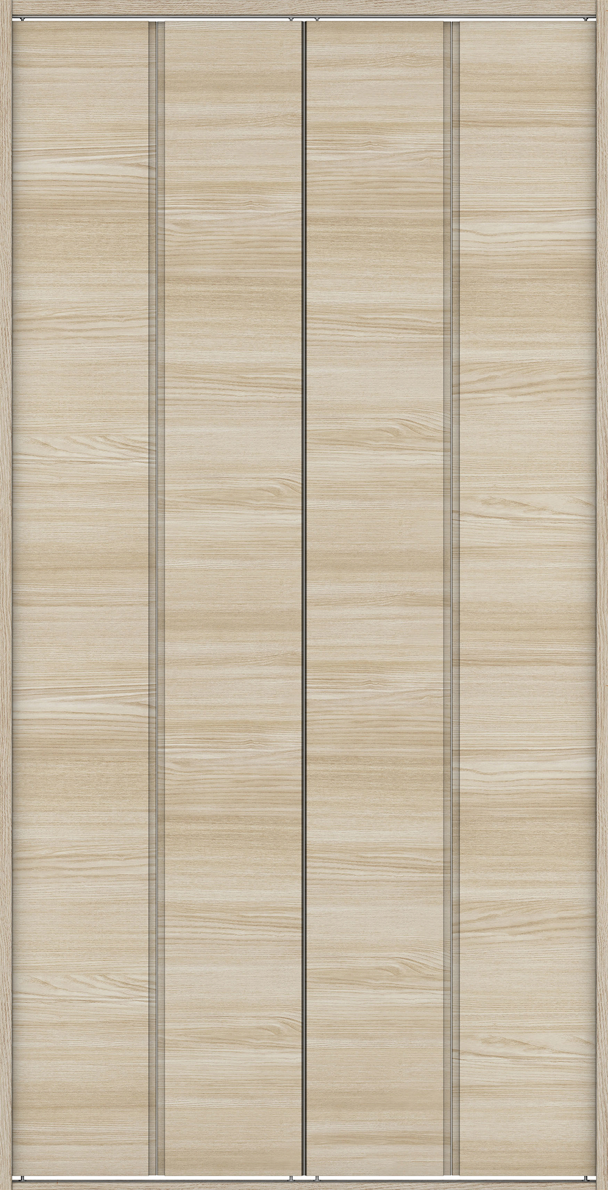 クローク収納　イエリア　折戸ユニット　ハンドルレス横木目タイプ　ウッド扉　四方枠（固定枠）　セット　１３２０幅（１．５Ｍ間口）　２３３０高　〈ソフトグレージュ柄〉　ハンドルレス